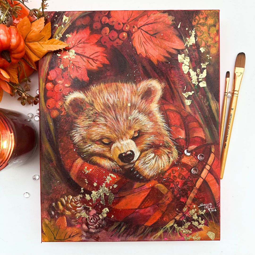 LIVE Cozy Fall Baby Bear Mixed Media & Acrylic Painting Workshop | October 22 & 23, 2026 š»š