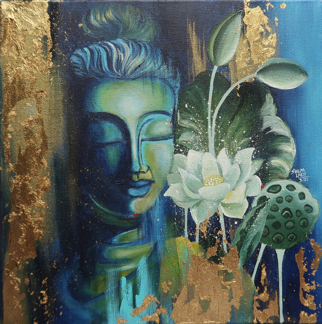 Listen to the Universe + Happiness & Peace : 2 Detailed Buddha Acrylic & Gold Leaf Painting Workshops