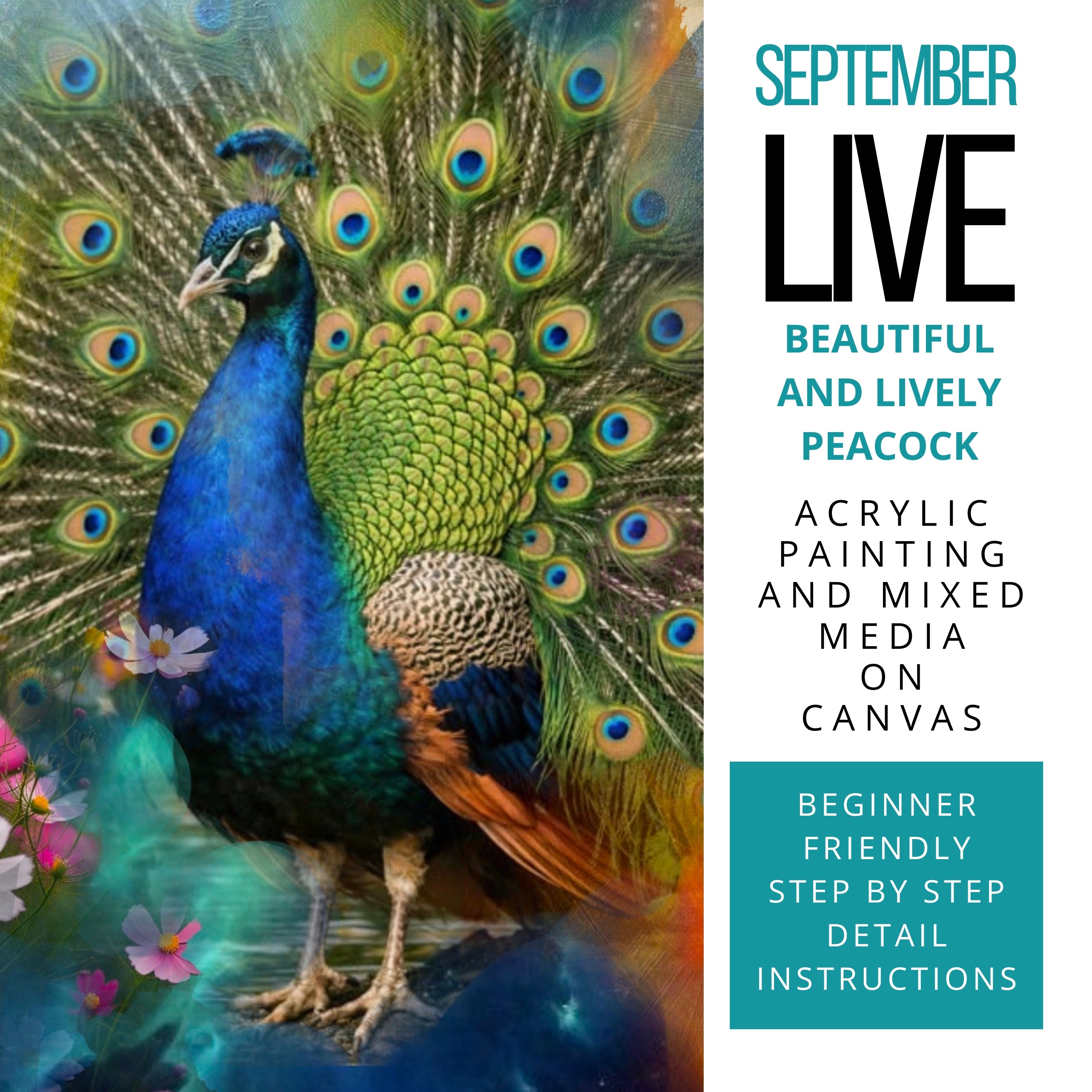 LIVE Peacock Mixed Media & Acrylic Painting Workshop | September 24 & 25, 2026