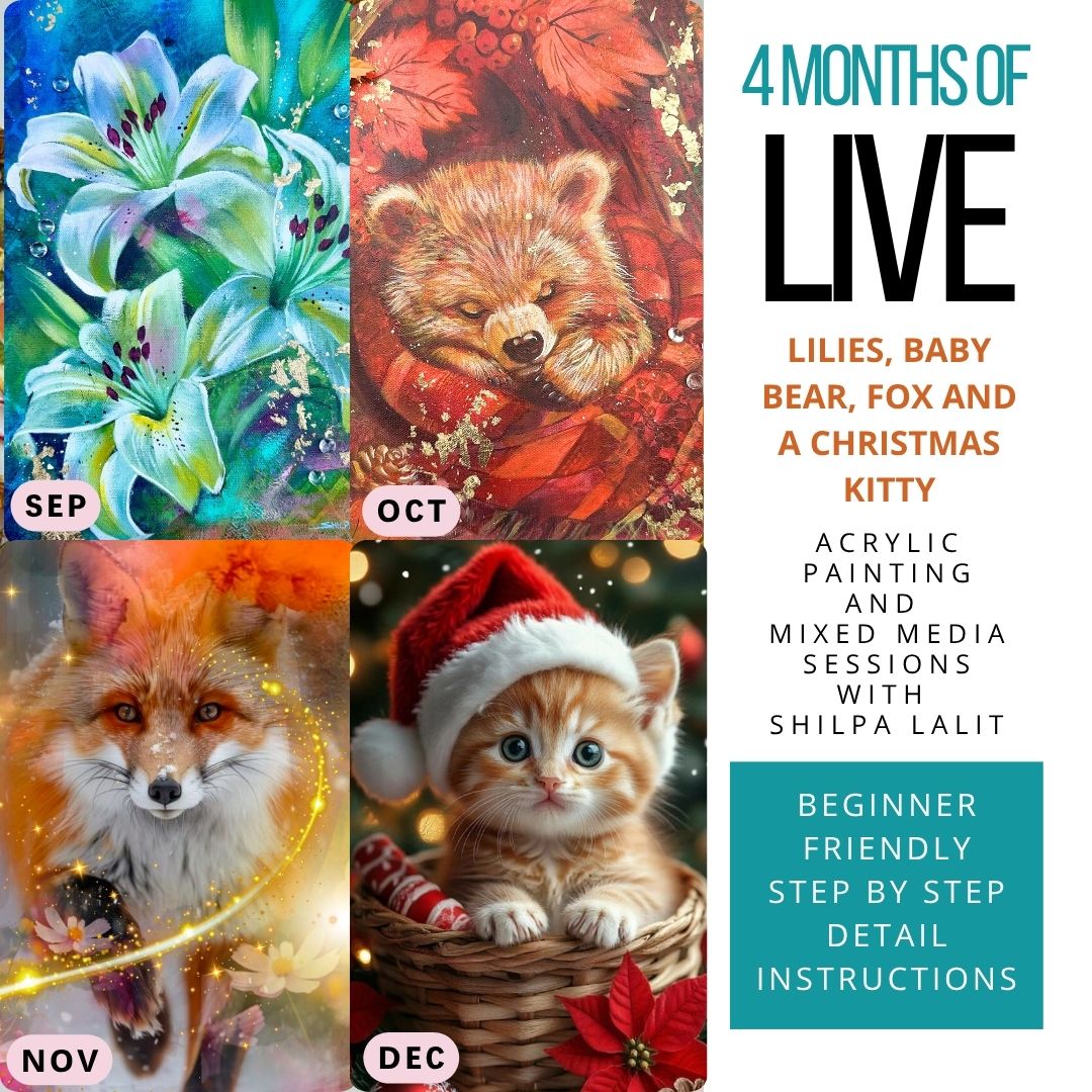 4 Months of LIVE Mixed Media & Acrylic Painting Workshops | September–December 2026 🎨❤️