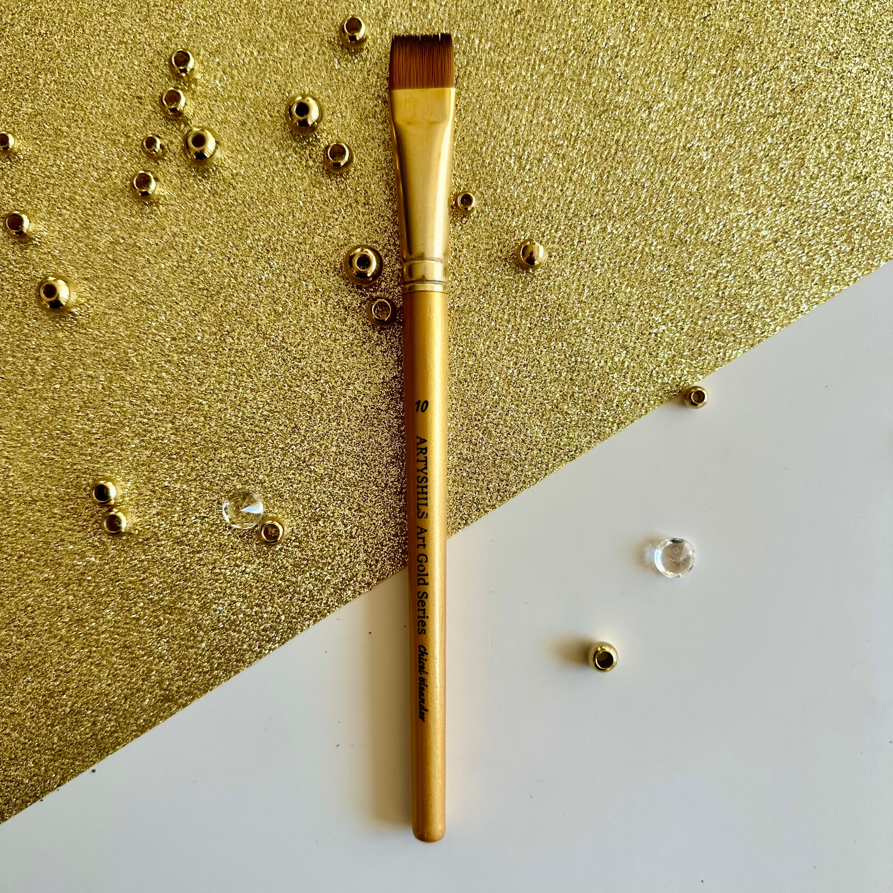 No.10 Chisel Blender Brush : Gold Glow Collection | Synthetic Hair | Vegan