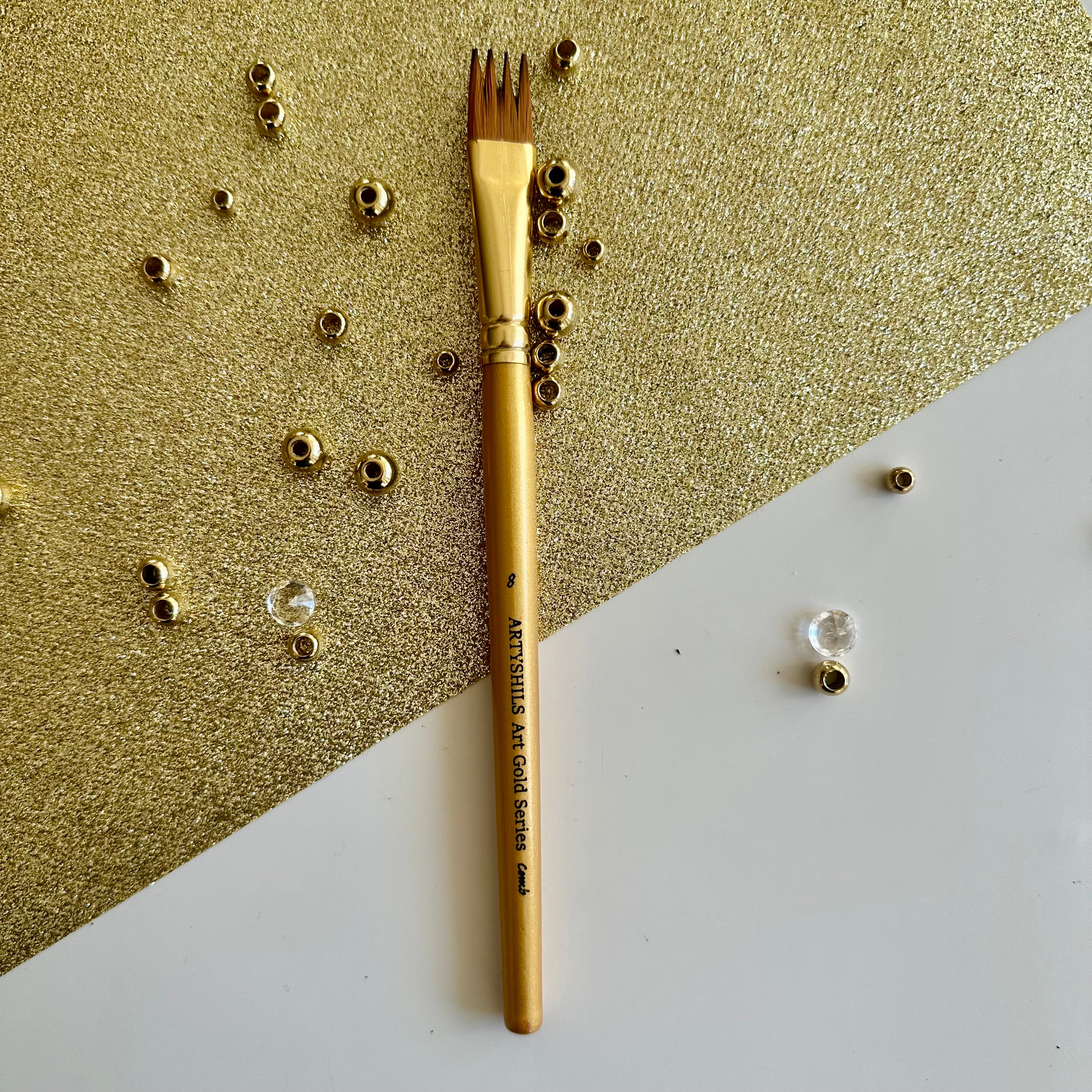 No.8 Flat Comb Hair Brush : Gold Glow Collection | Synthetic Hair | Vegan