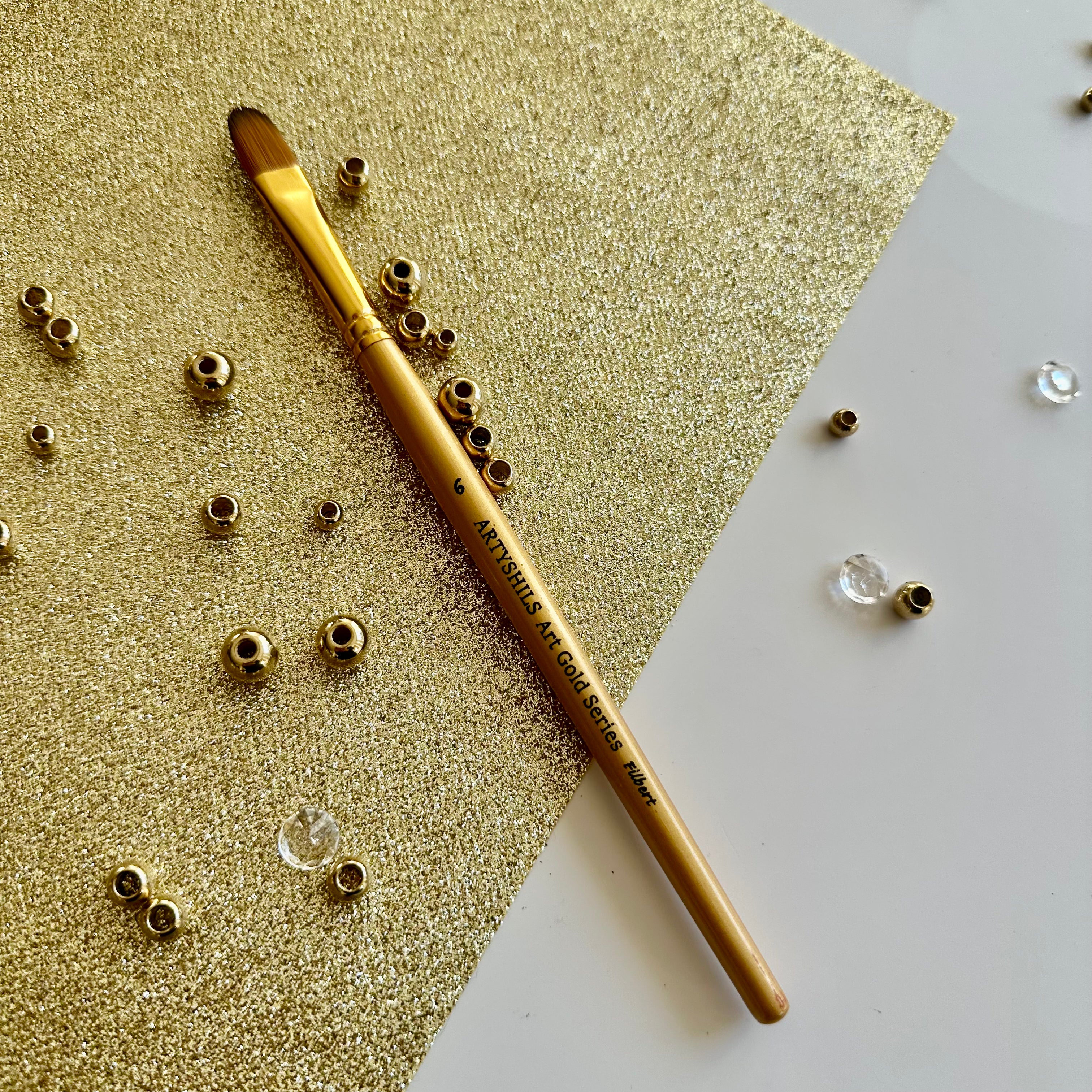 No.6 Filbert hair Brush : Gold Glow Collection | Synthetic Hair | Vegan