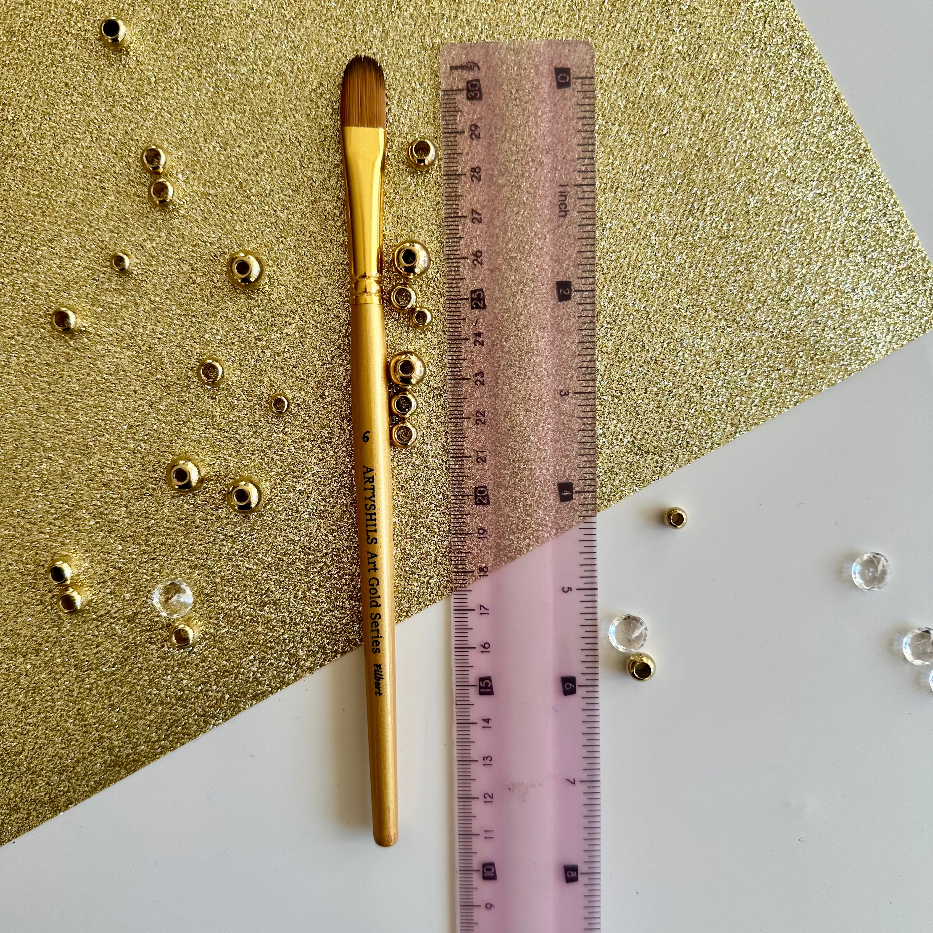 No.6 Filbert hair Brush : Gold Glow Collection | Synthetic Hair | Vegan