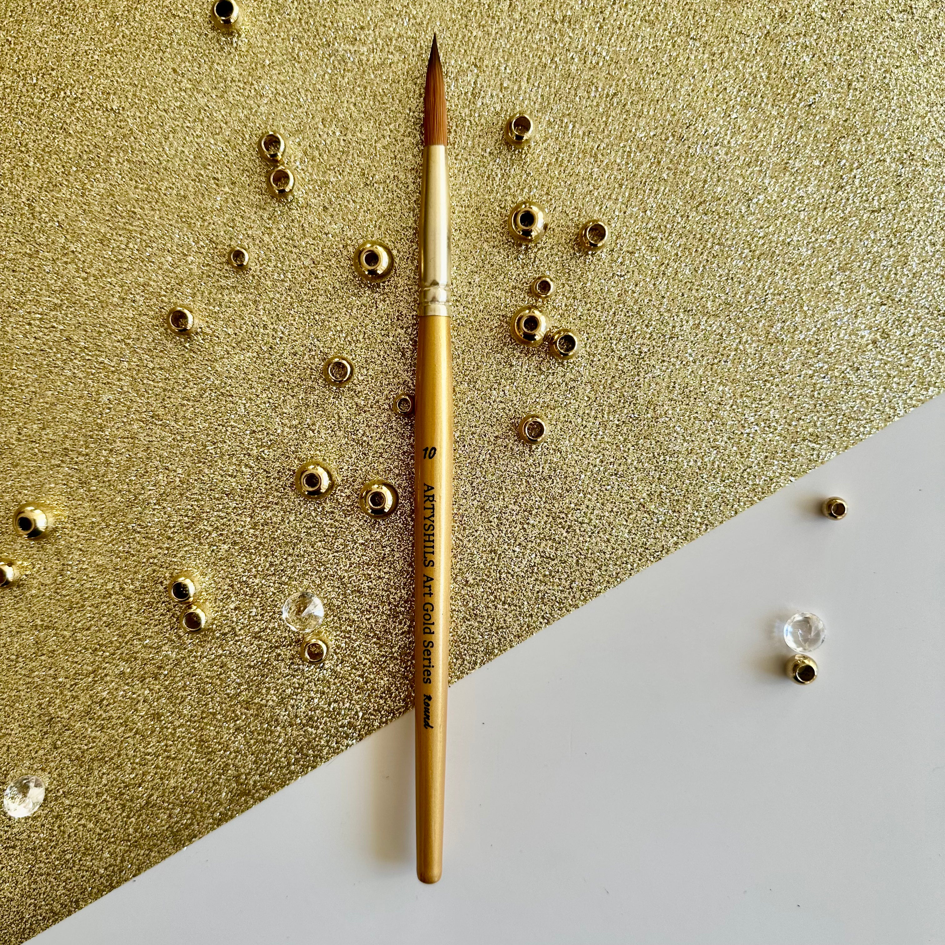 No.10 Round Brush : Gold Glow Collection | Synthetic Hair | Vegan