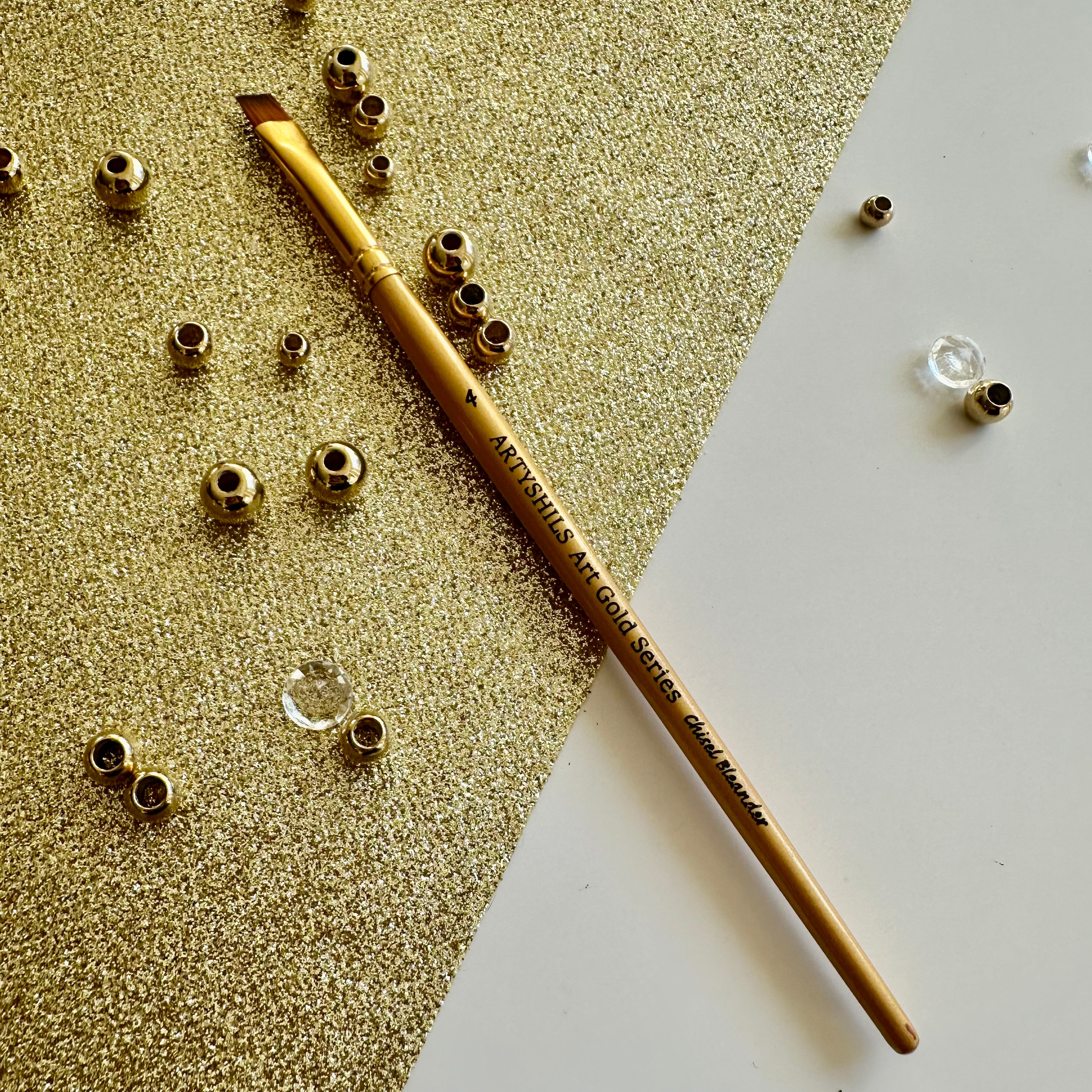 No.4 Chisel Blender Brush : Gold Glow Collection | Synthetic Hair | Vegan