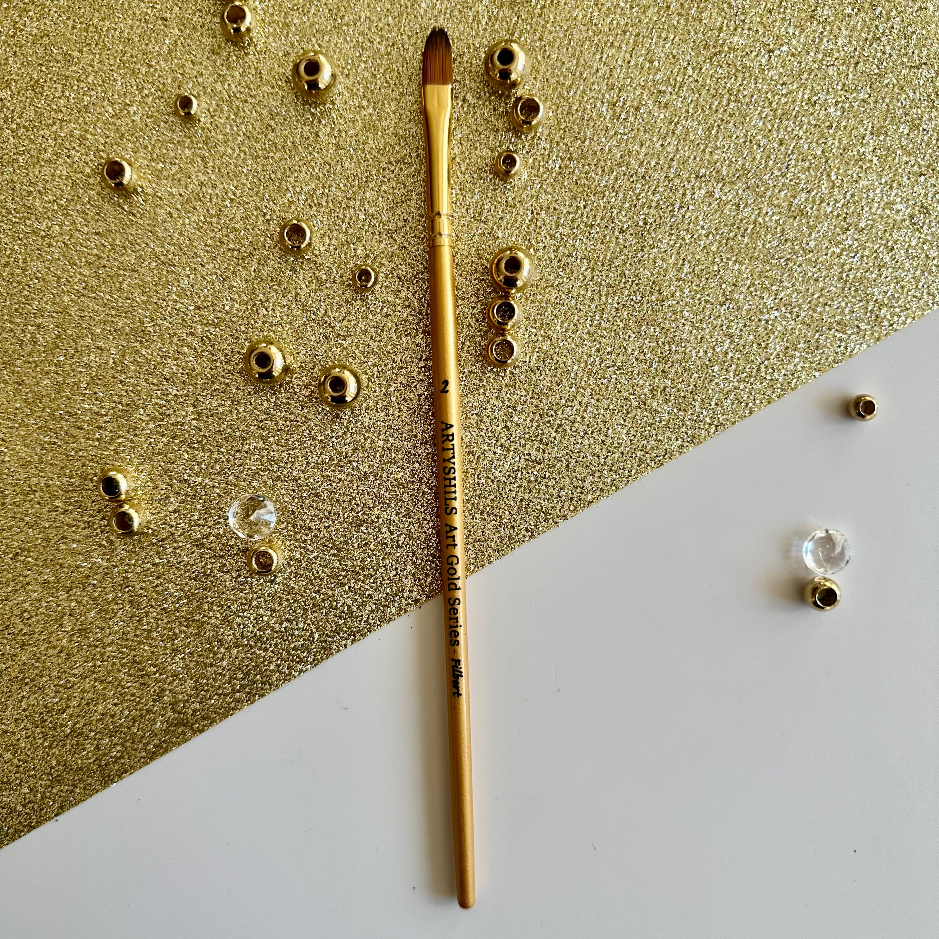 No.2 Filbert hair Brush : Gold Glow Collection | Synthetic Hair | Vegan