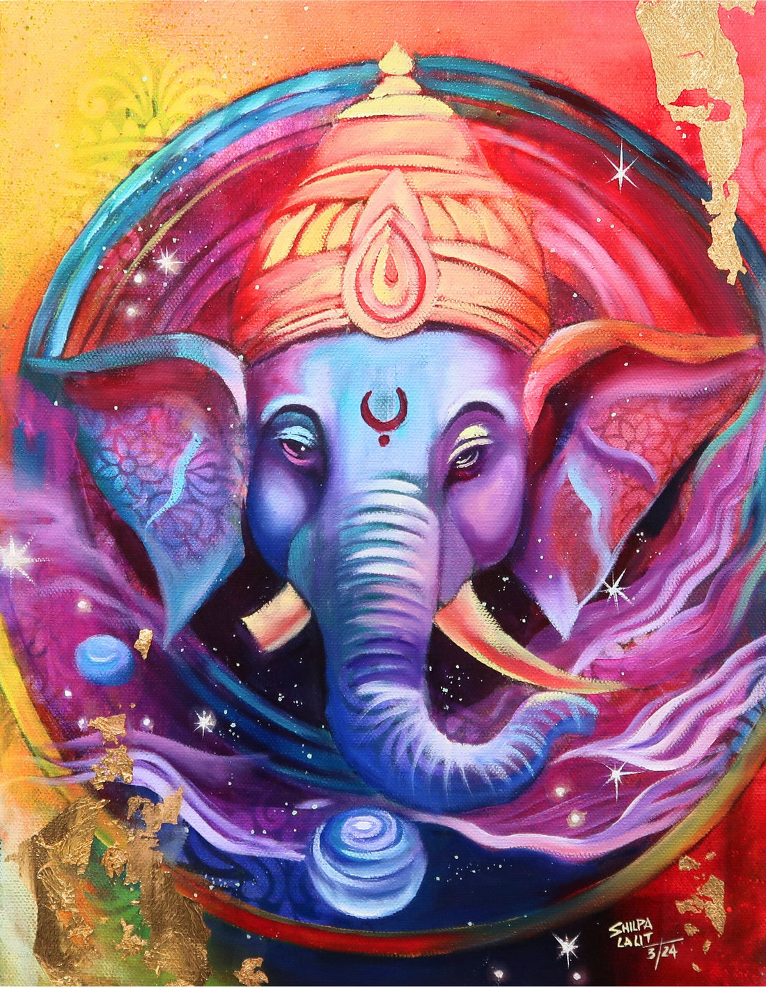 “ Ganesha around cosmic energy “ Original Art