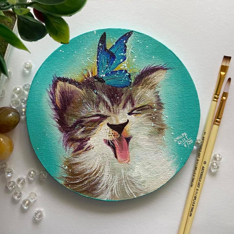 Learn to Paint 3 Adorable Kitties with Teasing Butterflies - A Step-by-Step Workshop
