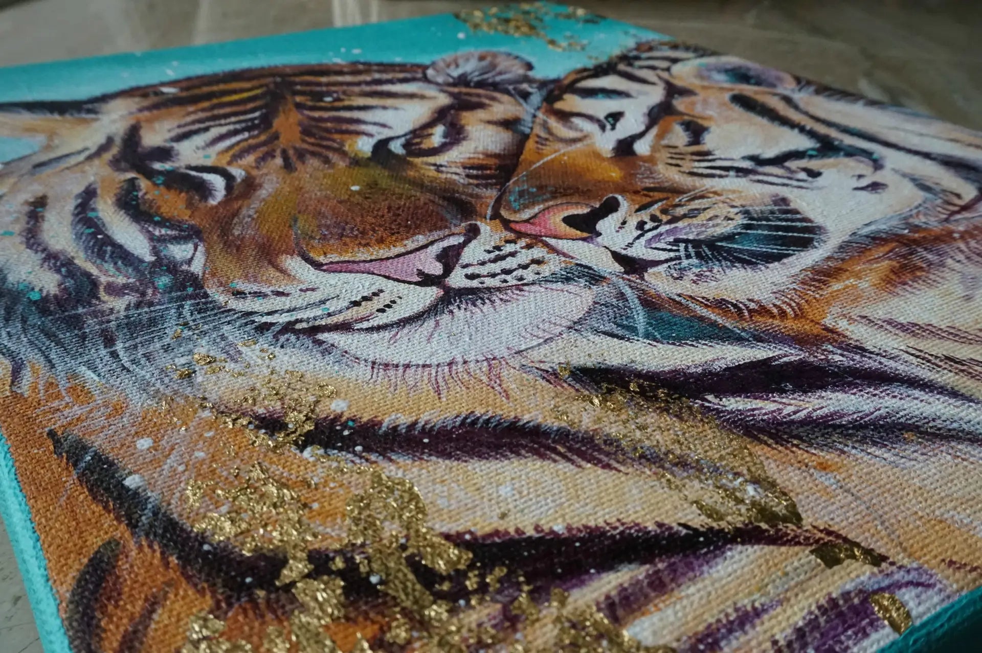 Unleash Your Inner Artist: Learn to Paint Two Beautiful Tigers Snuggling on Canvas with Acrylic Paints