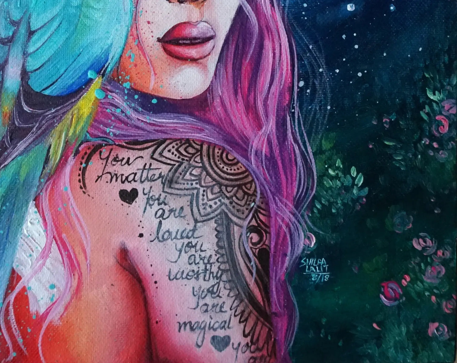 Discover the Angel of Self-Love: Learn How to Paint an Inspiring Portrait with a Bird on the Shoulder using Acrylic Paints