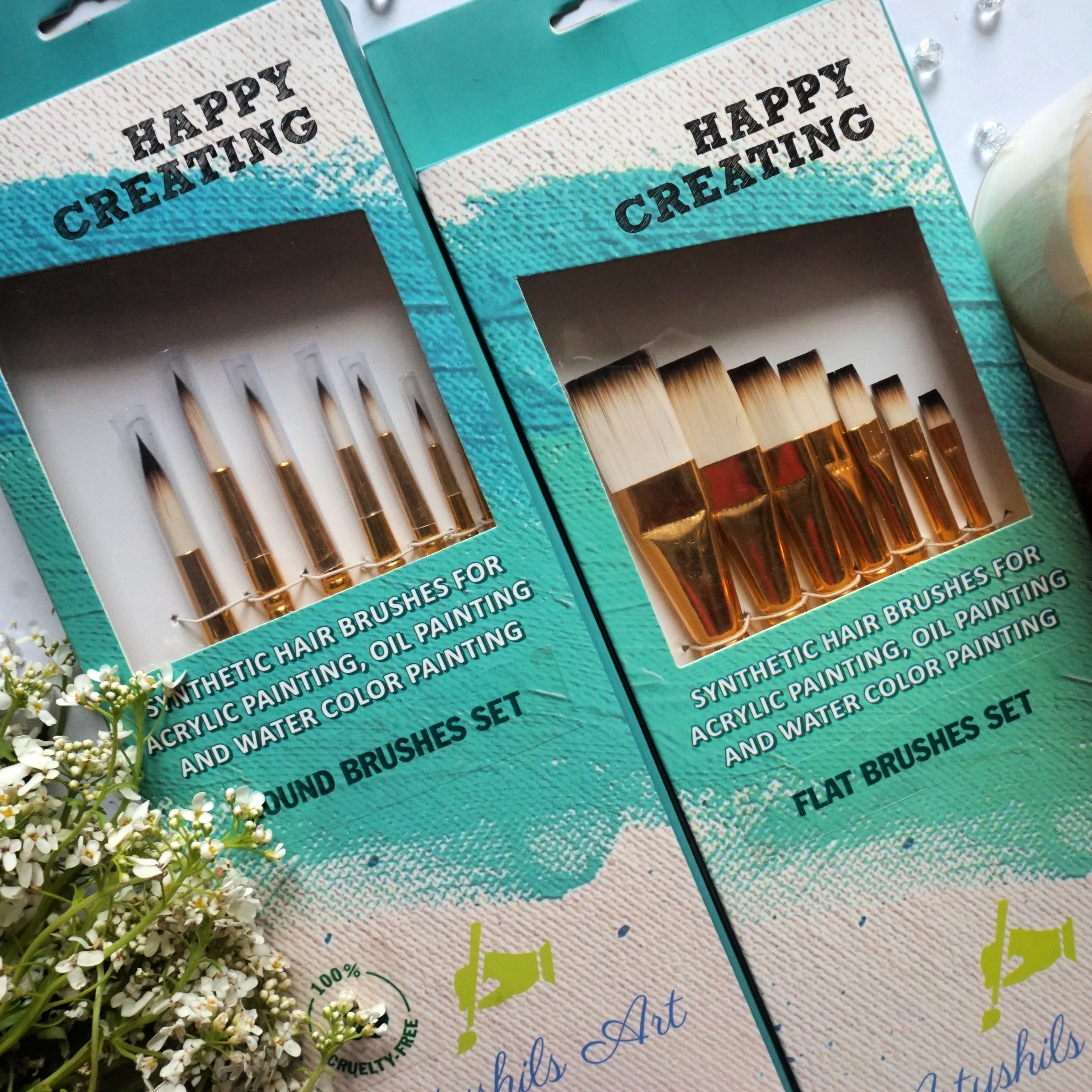 COMBO 13 :- Round set + Flat brushes set