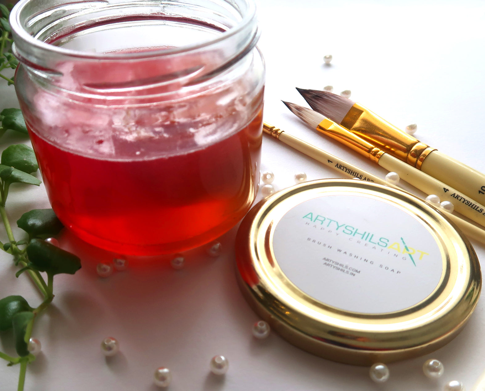 BRUSH CLEANING GLASS SOAP JAR JUTE TEXTURE