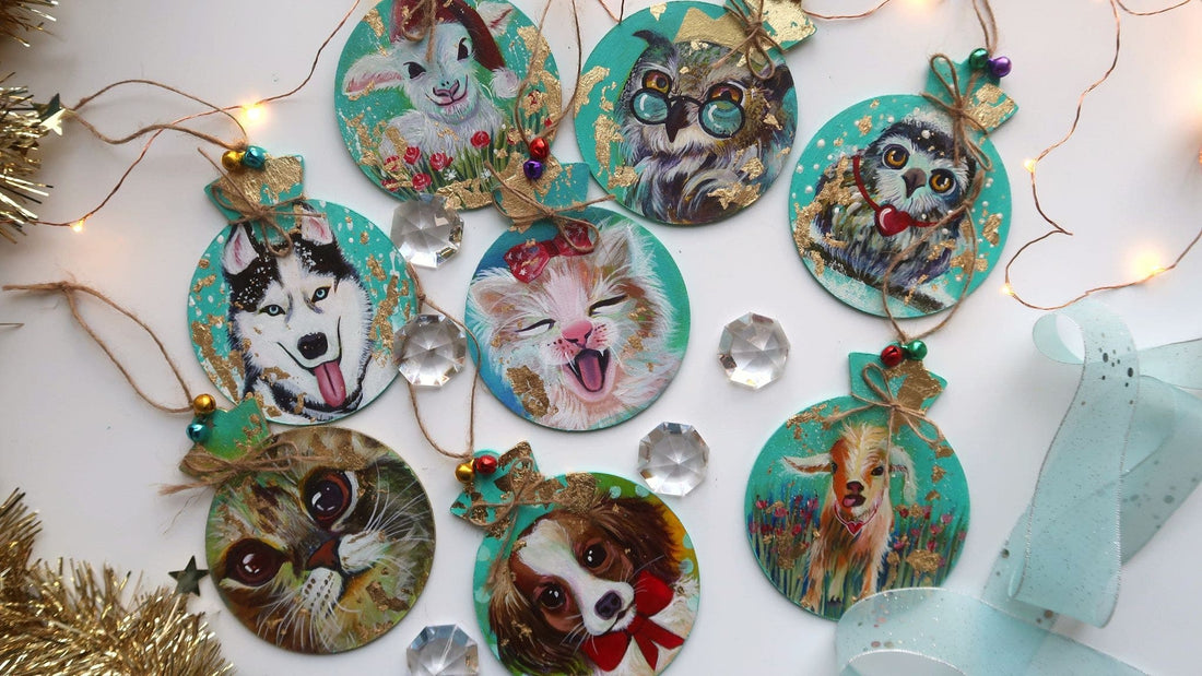 Paint Adorable Dogs, Kittens, Goats & Owls as Christmas Ornaments using Acrylic Paints in an Online Workshop