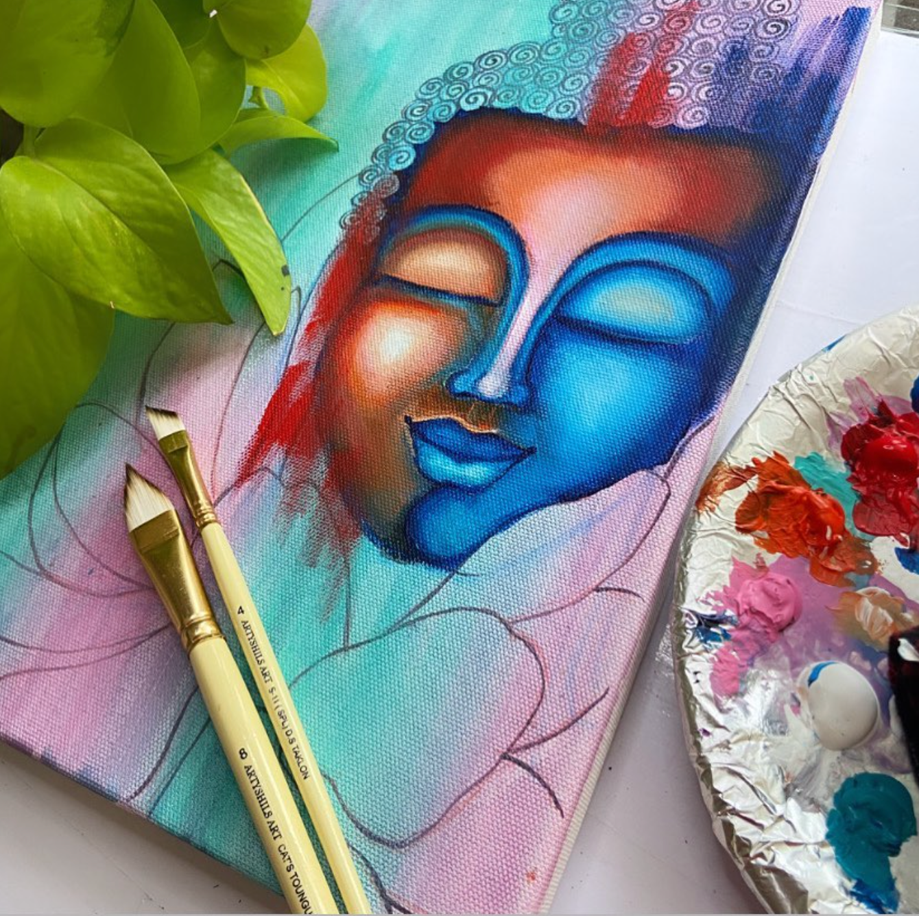 RED BLUE AND GOLD BUDDHA + BONUS BUDDHA PAINTING WORKSHOP