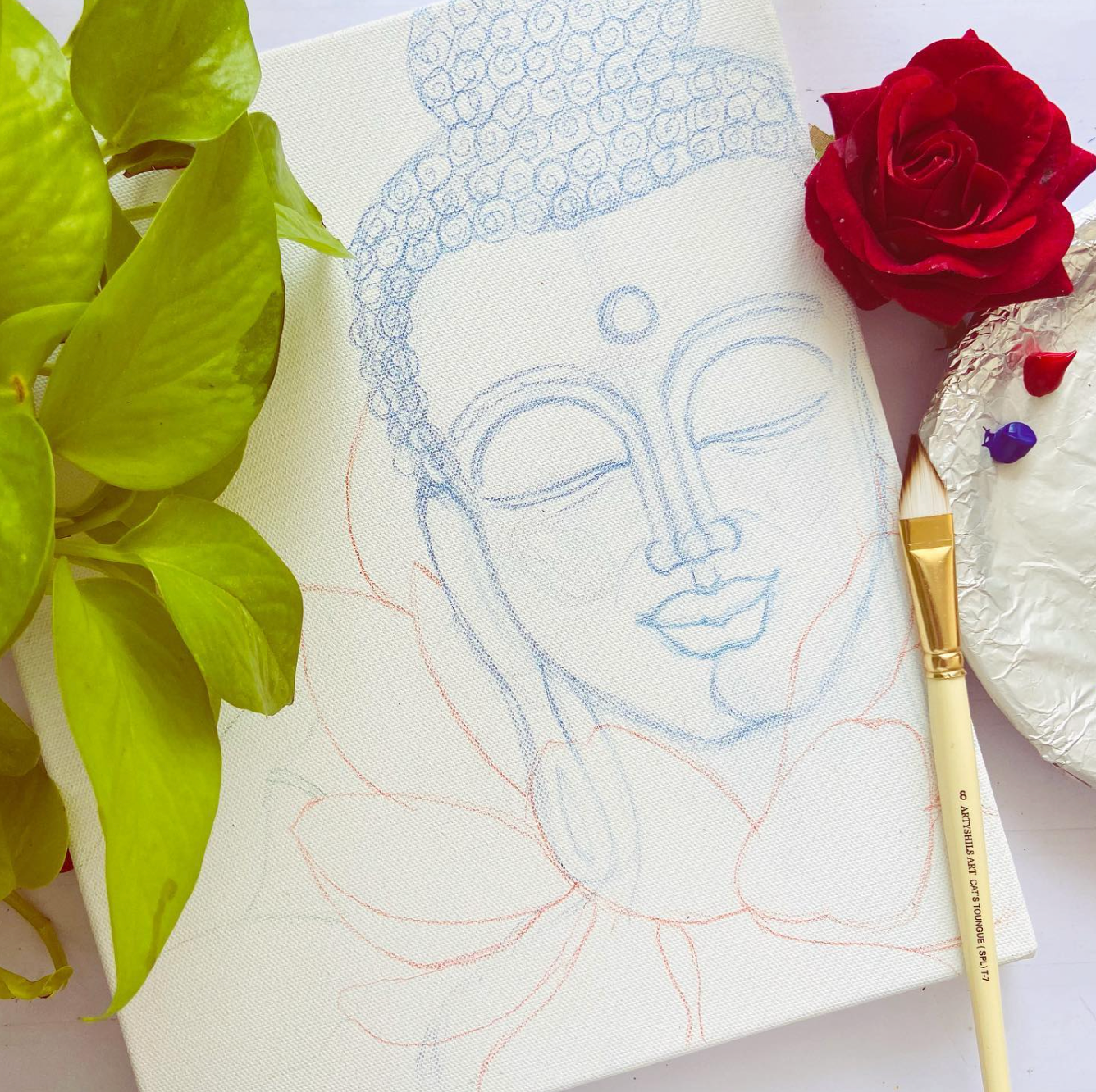 RED BLUE AND GOLD BUDDHA + BONUS BUDDHA PAINTING WORKSHOP