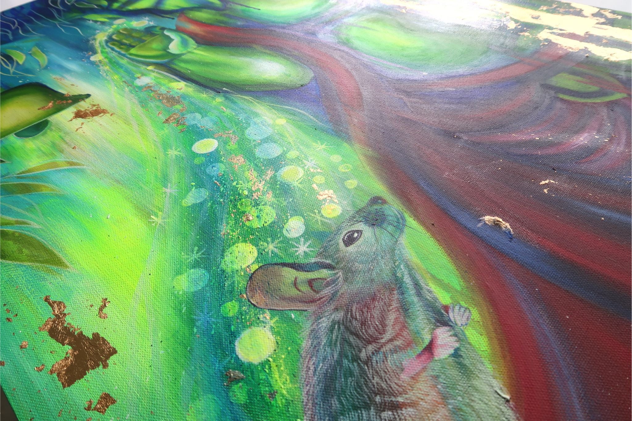 Divine Original Art: Lord Ganesha with Mooshak, His Beloved Mouse for Prosperity and Wisdom