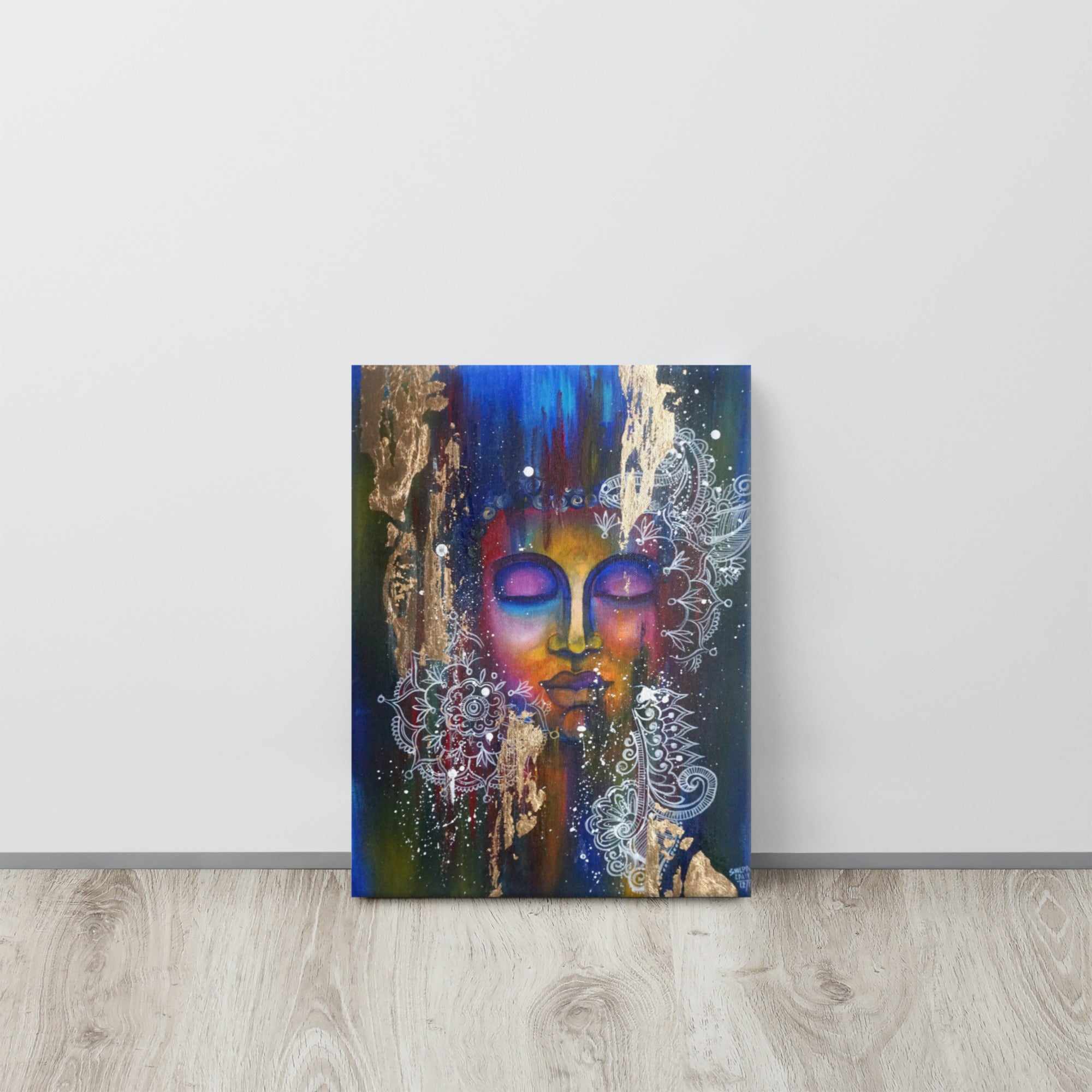 Canvas Print - Meditating Buddha with gold leaf