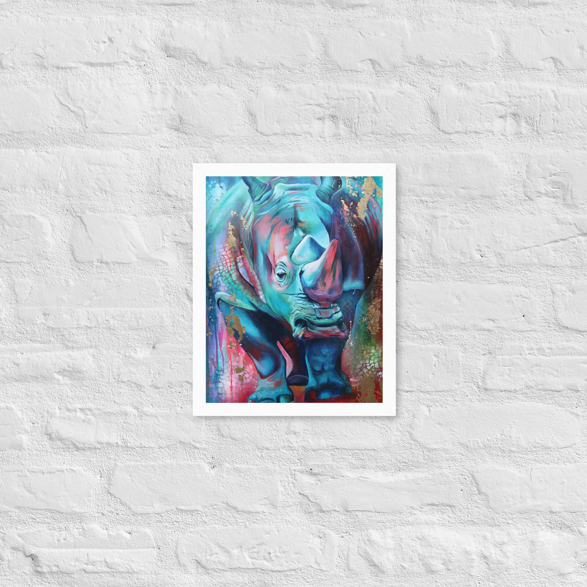 FRAMED ART PRINT :- RHINO | WILD LIFE FRAMED PRINT | BY ARTYSHILS ART