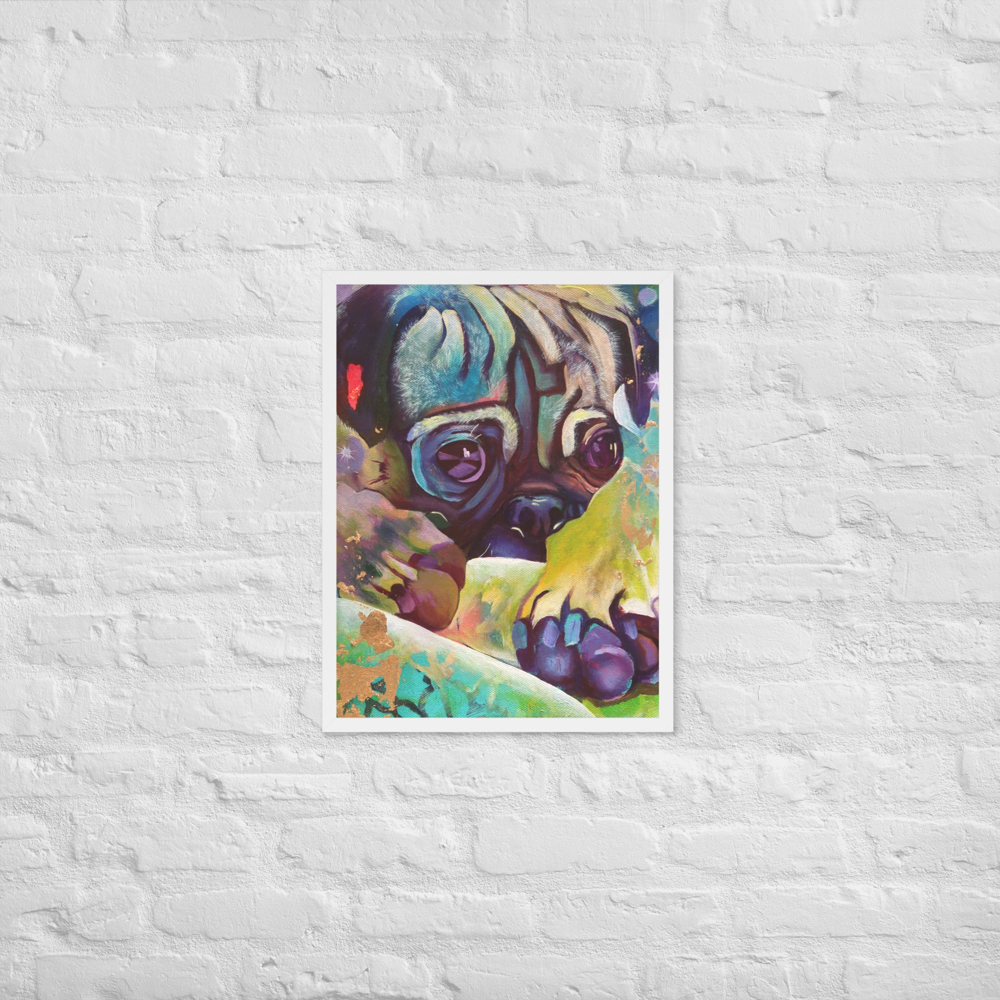 FRAMED ART PRINT :- THE PUG