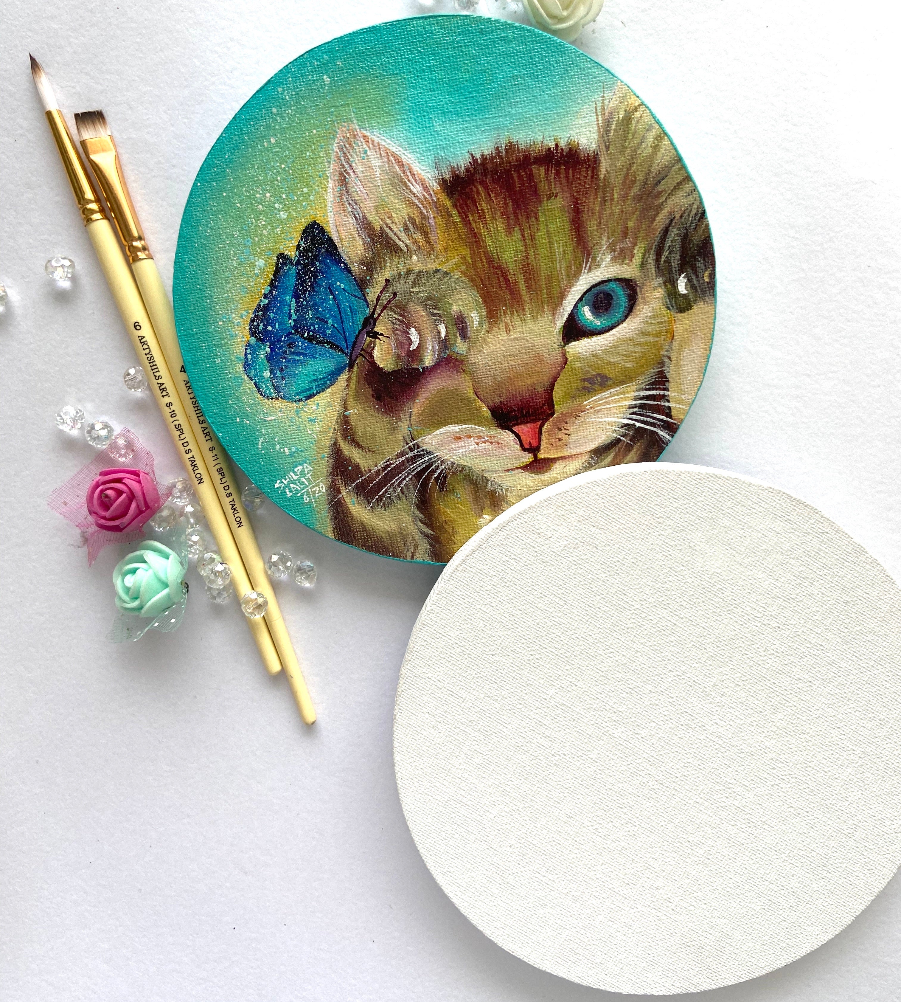 9” WOODEN ROUND CANVAS PANELS 2 PIECES