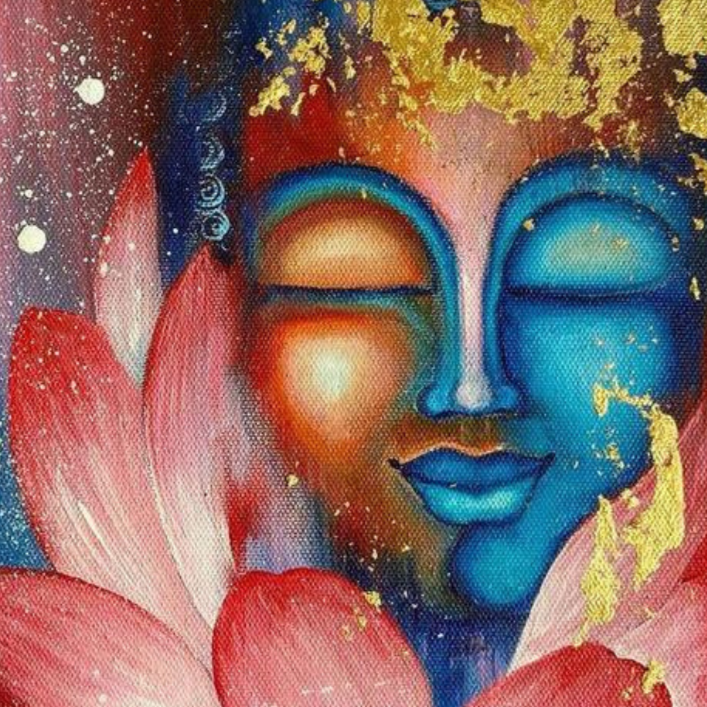 RED BLUE AND GOLD BUDDHA + BONUS BUDDHA PAINTING WORKSHOP