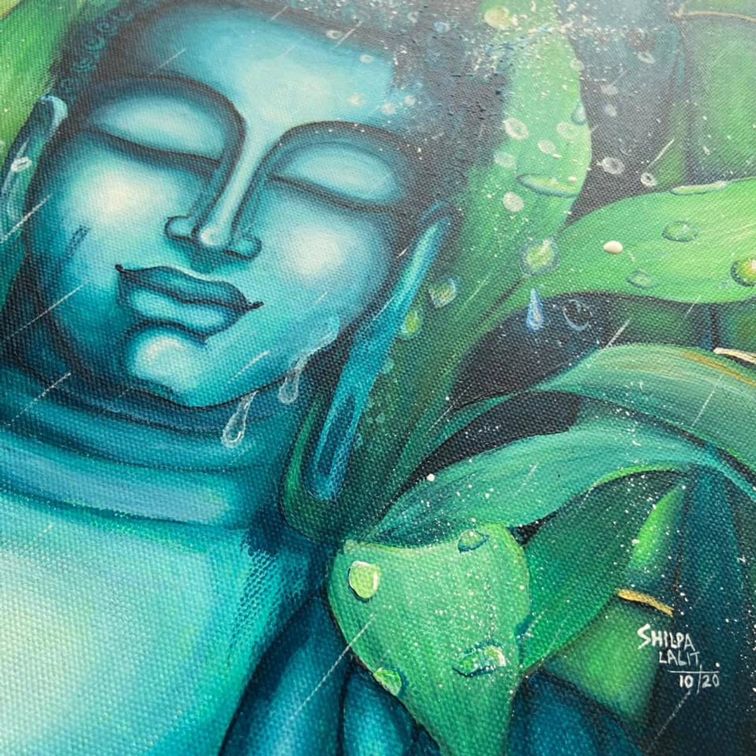 Meditating Buddha Among Wet Bamboo : Detailed Acrylic Painting Workshop