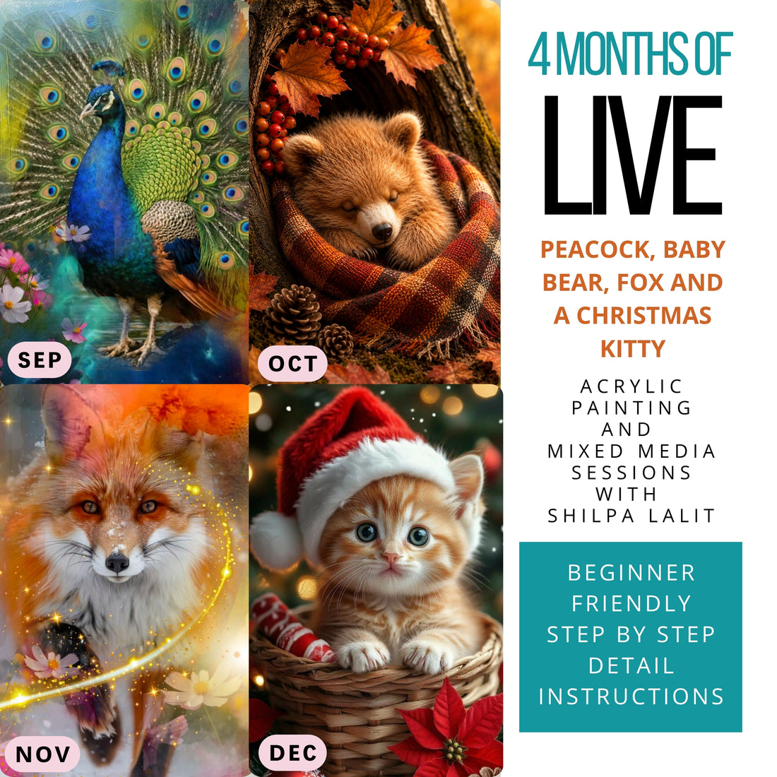 4 Months of LIVE Mixed Media & Acrylic Painting Workshops with Shilpa Lalit | Sep–Dec 2026
