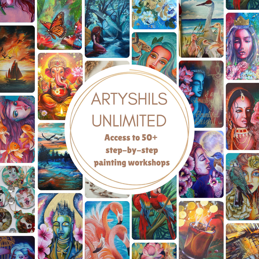 Artyshils Unlimited : Rent the Workshops | 50+ Beginner-Friendly Painting Classes (Acrylic & Mixed Media)