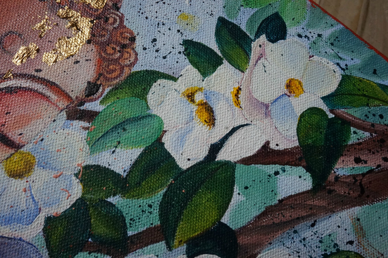 Meditating Buddha with Two Blue Birds : Detailed Acrylic &amp; Gold Leaf Painting Workshop