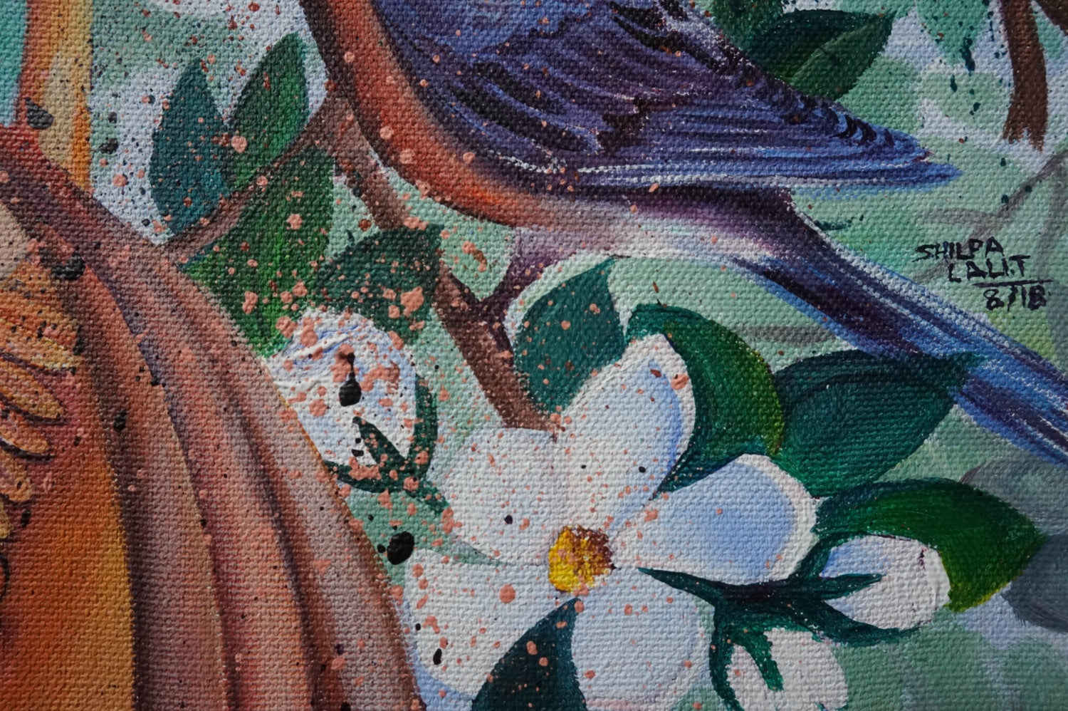 Meditating Buddha with Two Blue Birds : Detailed Acrylic &amp; Gold Leaf Painting Workshop