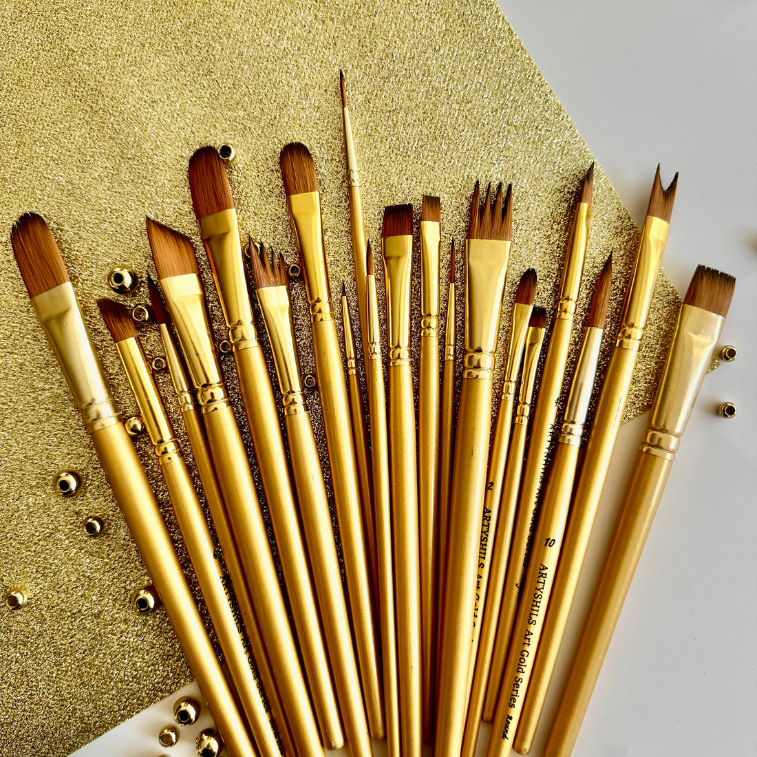 All 20 Brushes : Gold Glow Collection | Synthetic Hair | Vegan