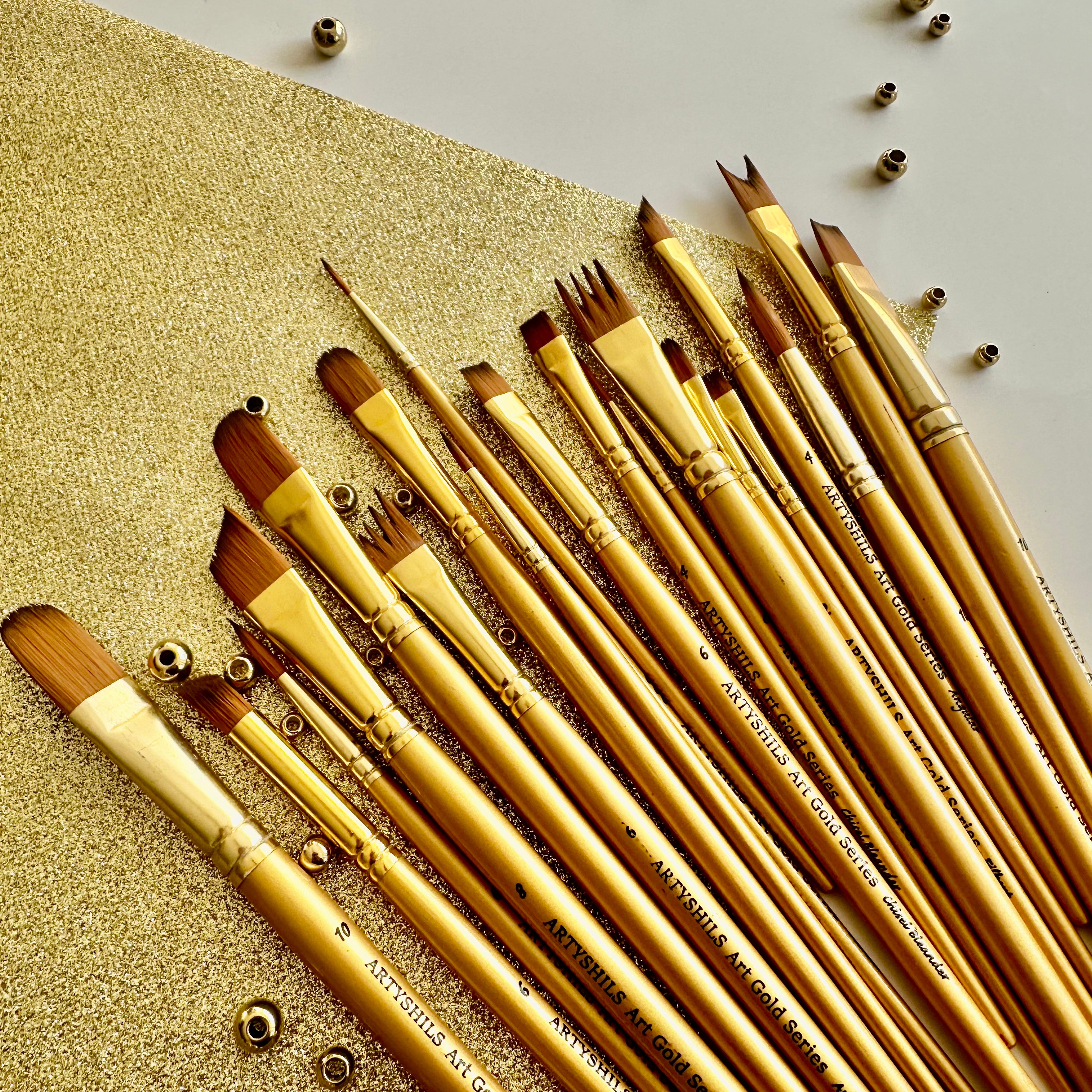 All 20 Brushes : Gold Glow Collection | Synthetic Hair | Vegan