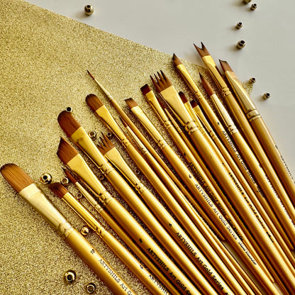 All 20 Brushes : Gold Glow Collection | Synthetic Hair | Vegan