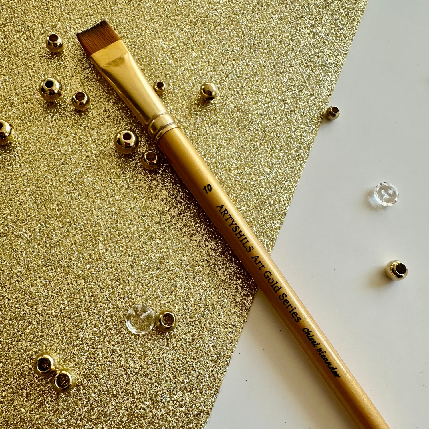 No.10 Chisel Blender Brush : Gold Glow Collection | Synthetic Hair | Vegan