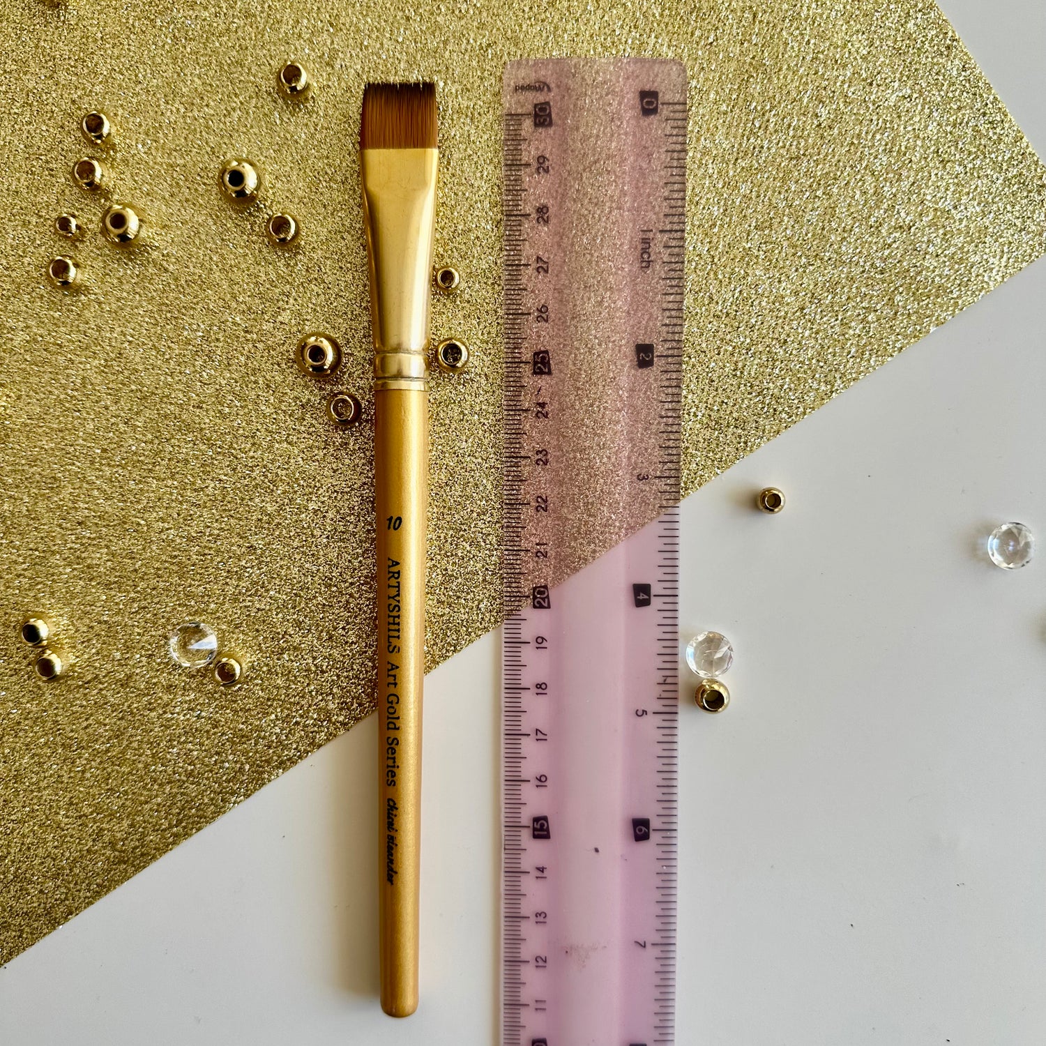 No.10 Chisel Blender Brush : Gold Glow Collection | Synthetic Hair | Vegan