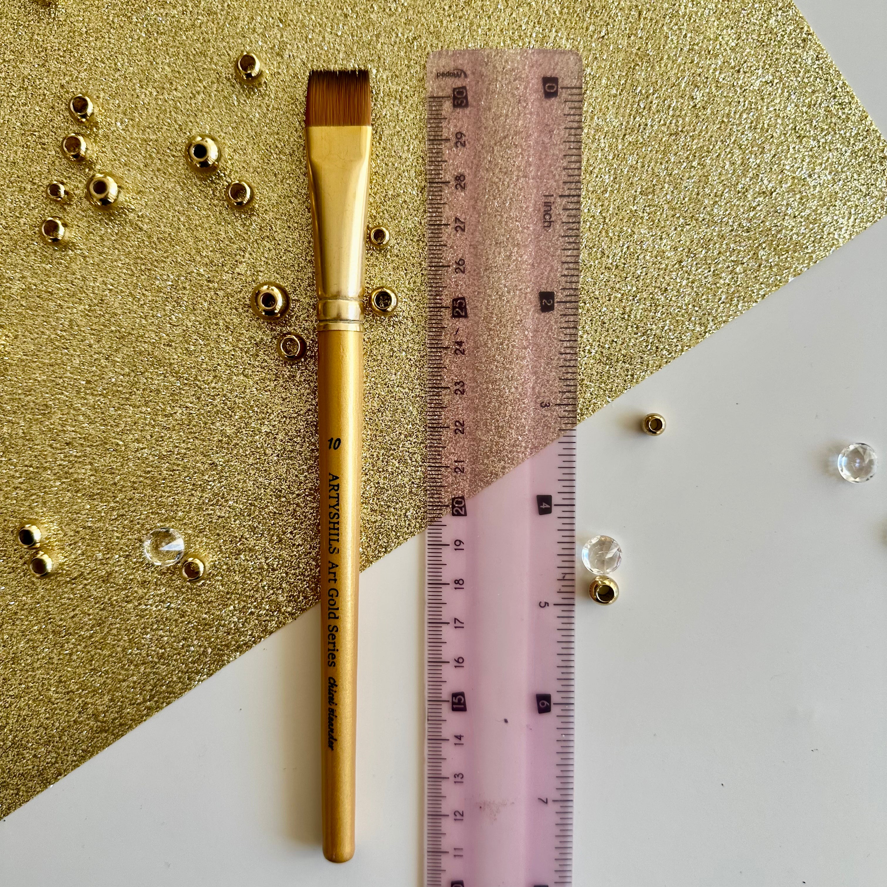 No.10 Chisel Blender Brush : Gold Glow Collection | Synthetic Hair | Vegan