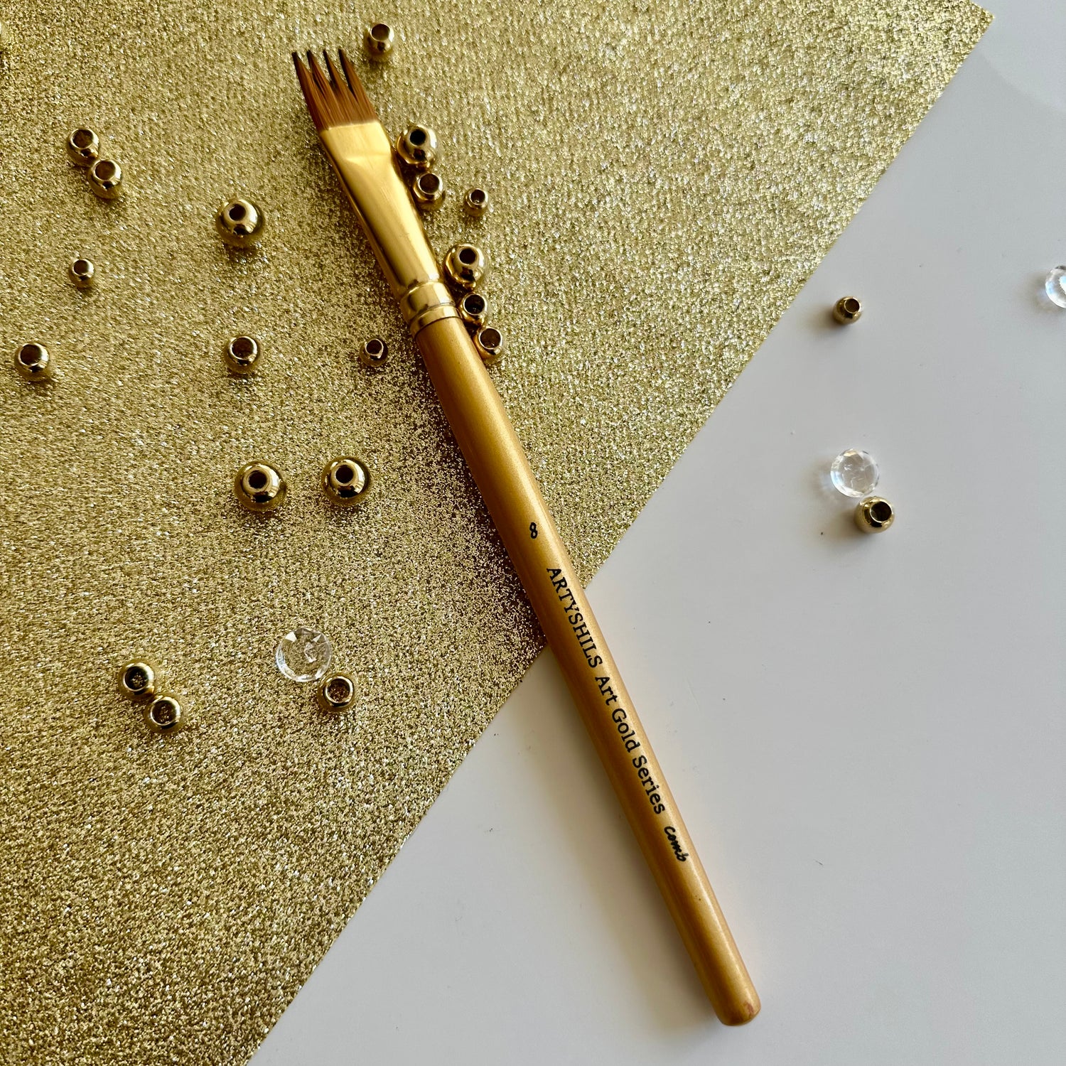 No.8 Flat Comb Hair Brush : Gold Glow Collection | Synthetic Hair | Vegan