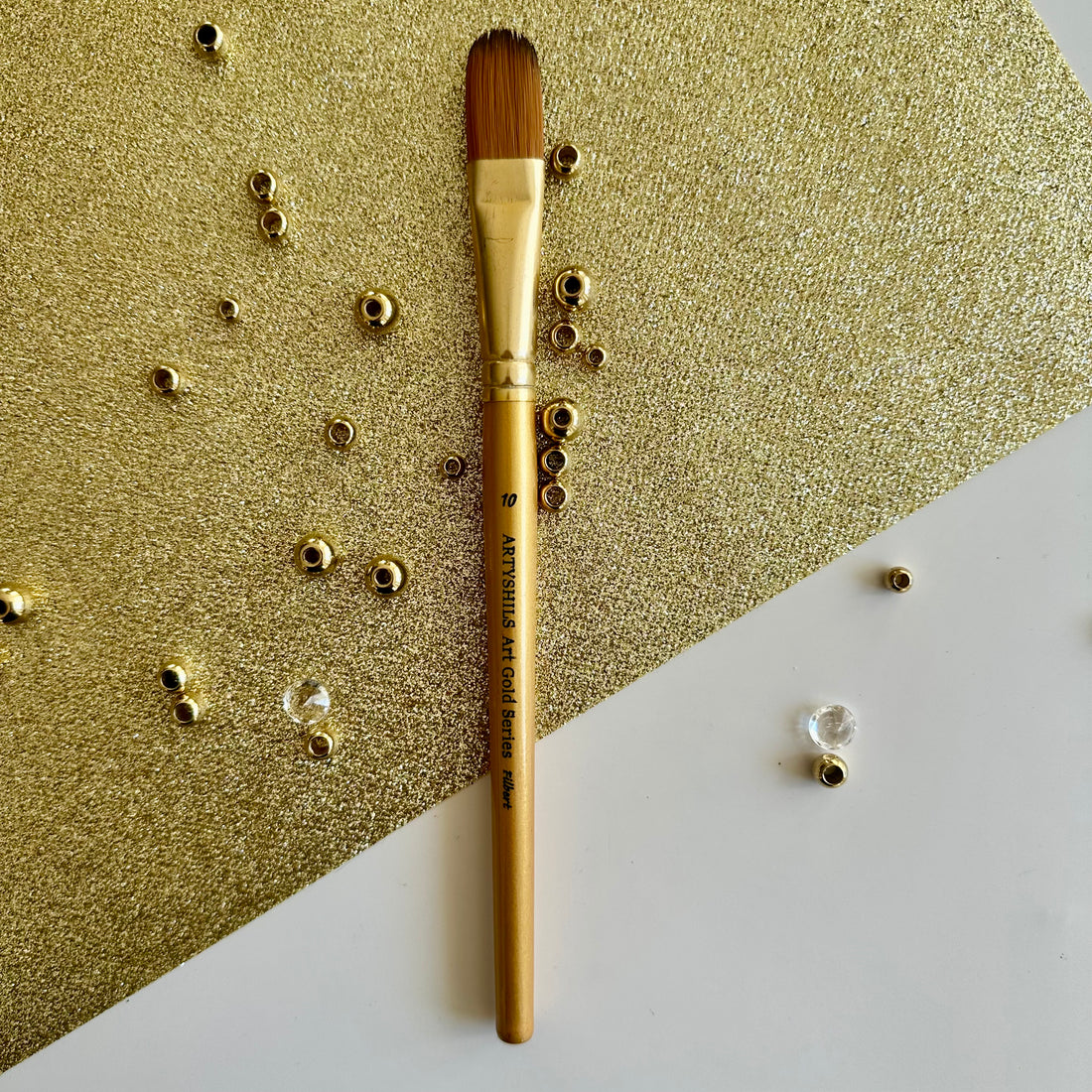 No.10 Filbert Hair Brush : Gold Glow Collection | Synthetic Hair | Vegan