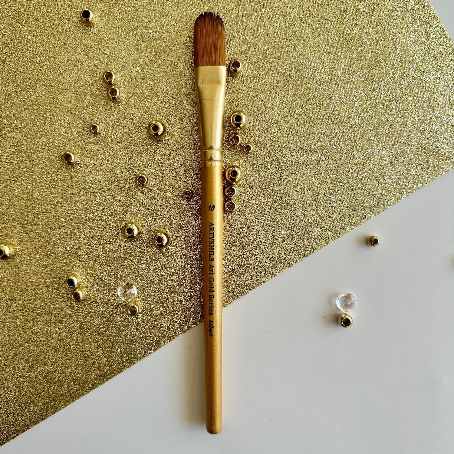 No.10 Filbert Hair Brush : Gold Glow Collection | Synthetic Hair | Vegan