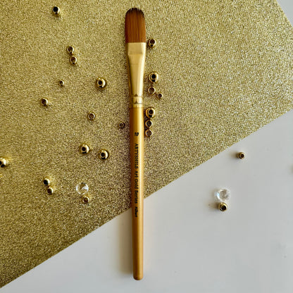 No.10 Filbert Hair Brush : Gold Glow Collection | Synthetic Hair | Vegan