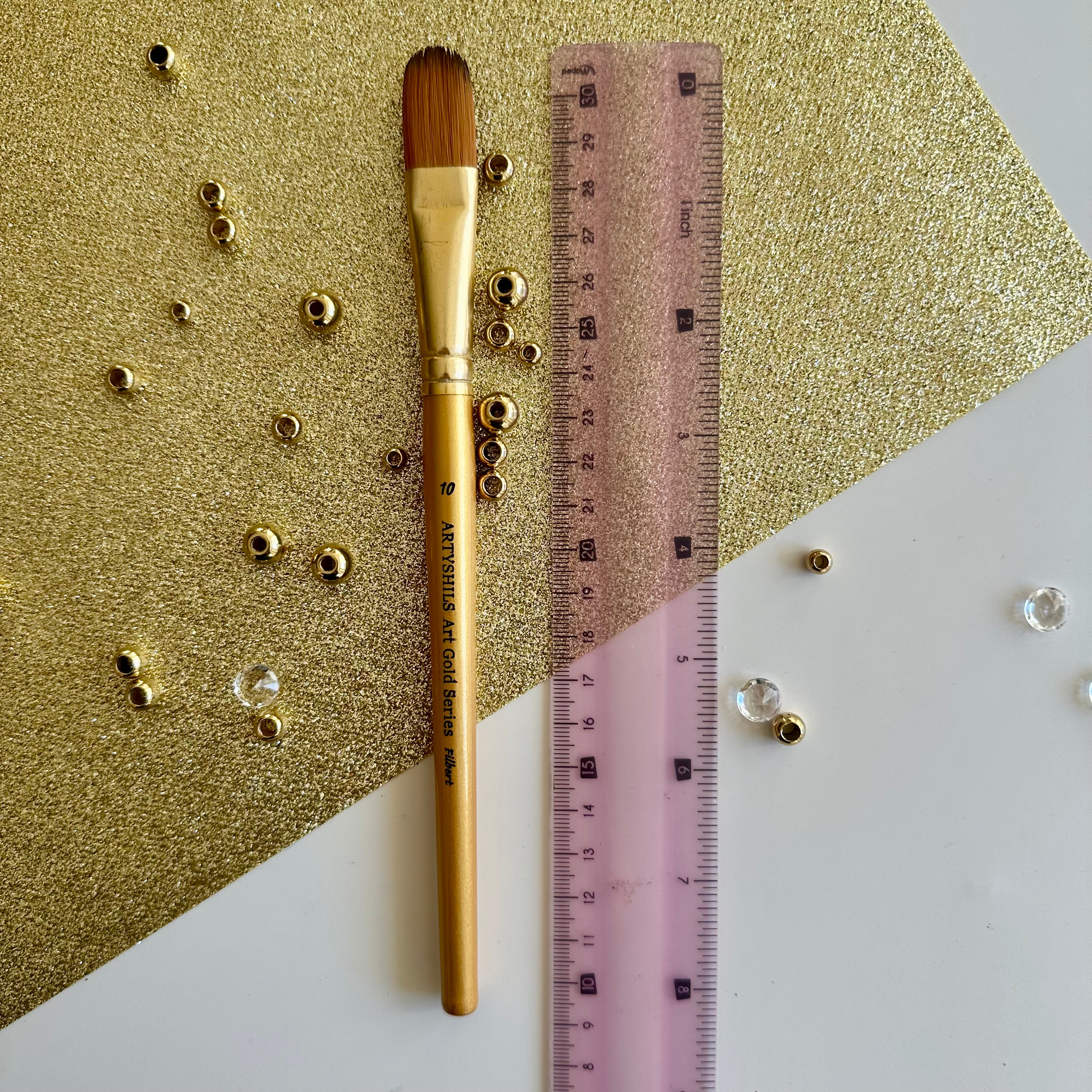 No.10 Filbert Hair Brush : Gold Glow Collection | Synthetic Hair | Vegan