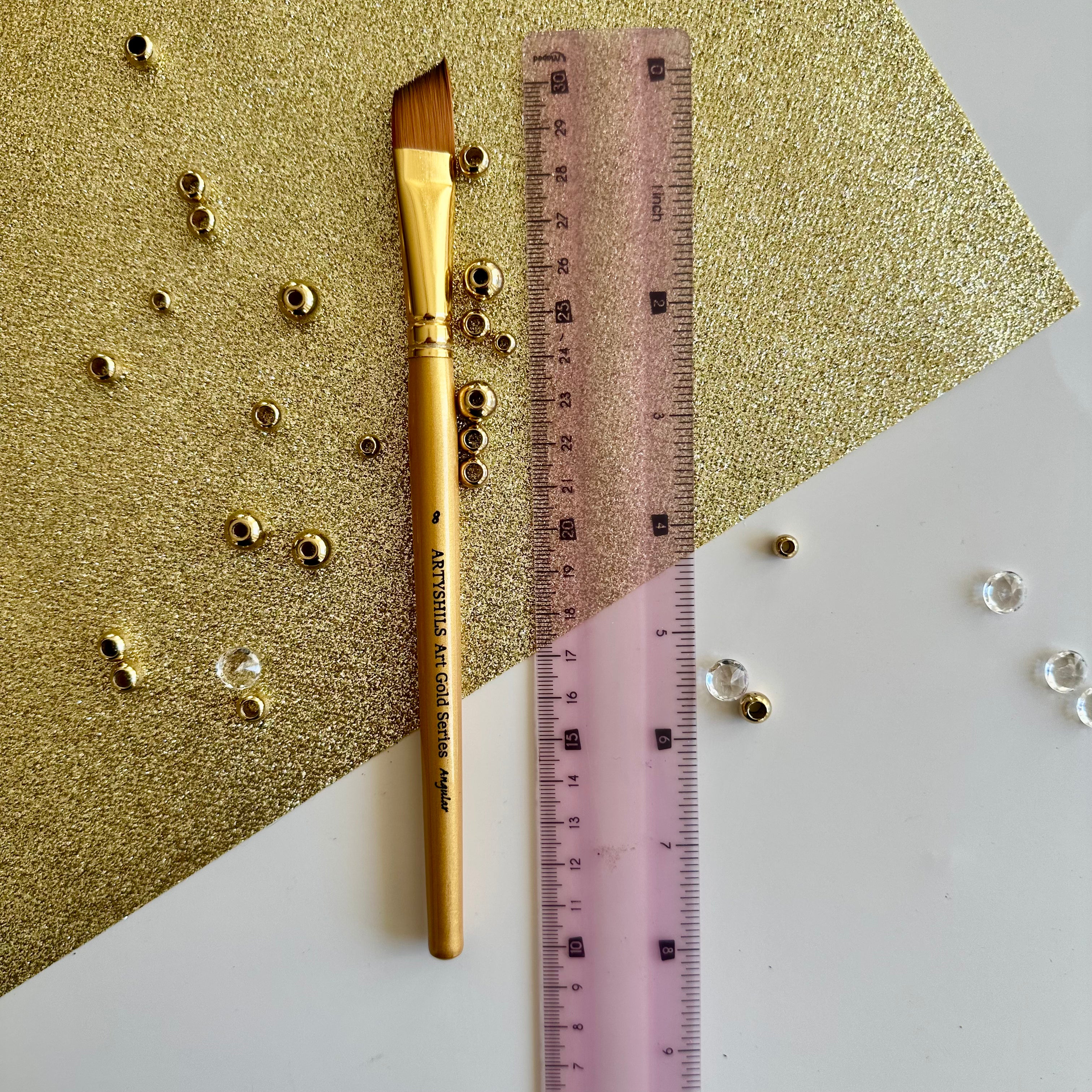 No.8 Angular Brush : Gold Glow Collection | Synthetic Hair | Vegan