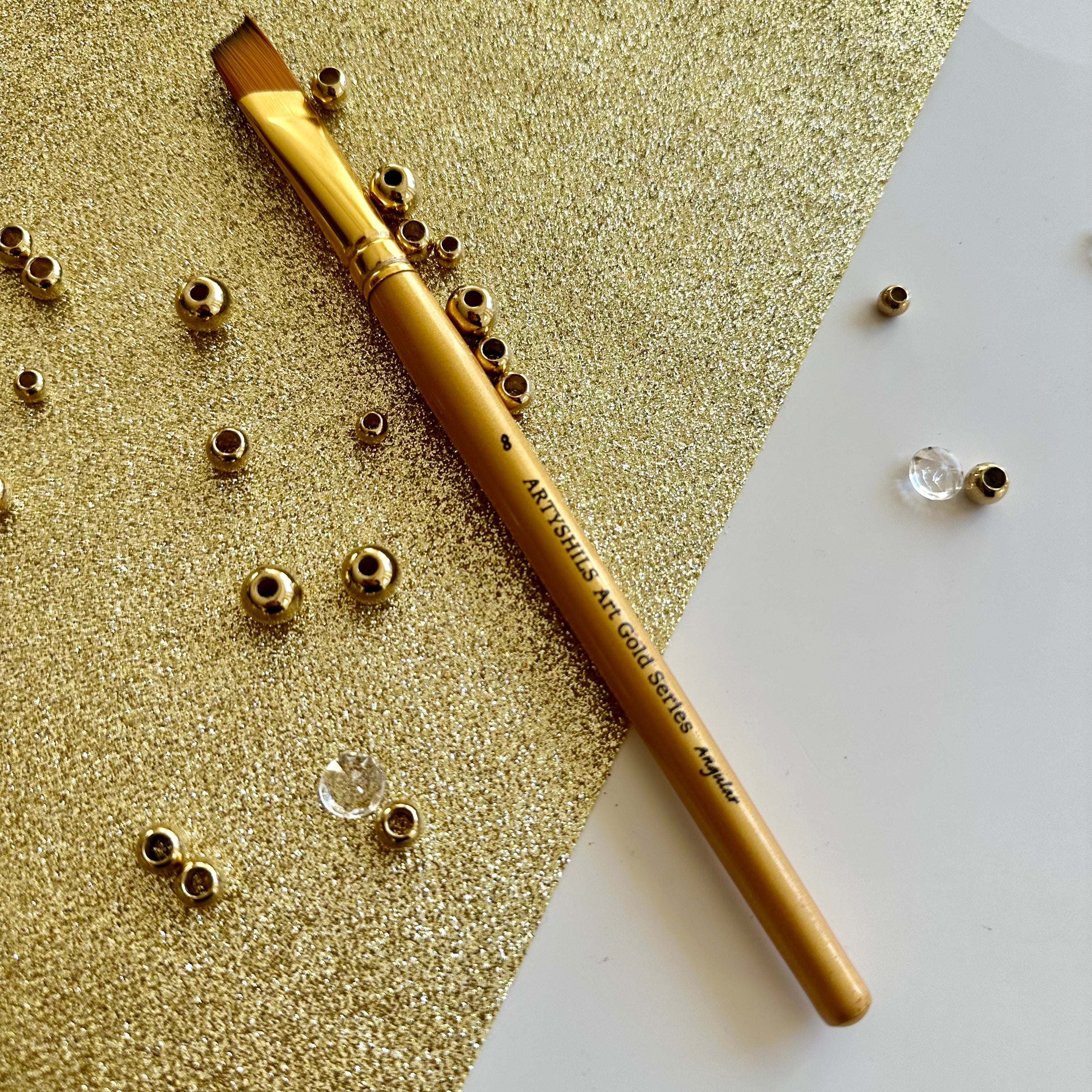 No.8 Angular Brush : Gold Glow Collection | Synthetic Hair | Vegan