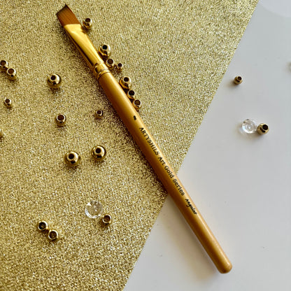 No.8 Angular Brush : Gold Glow Collection | Synthetic Hair | Vegan
