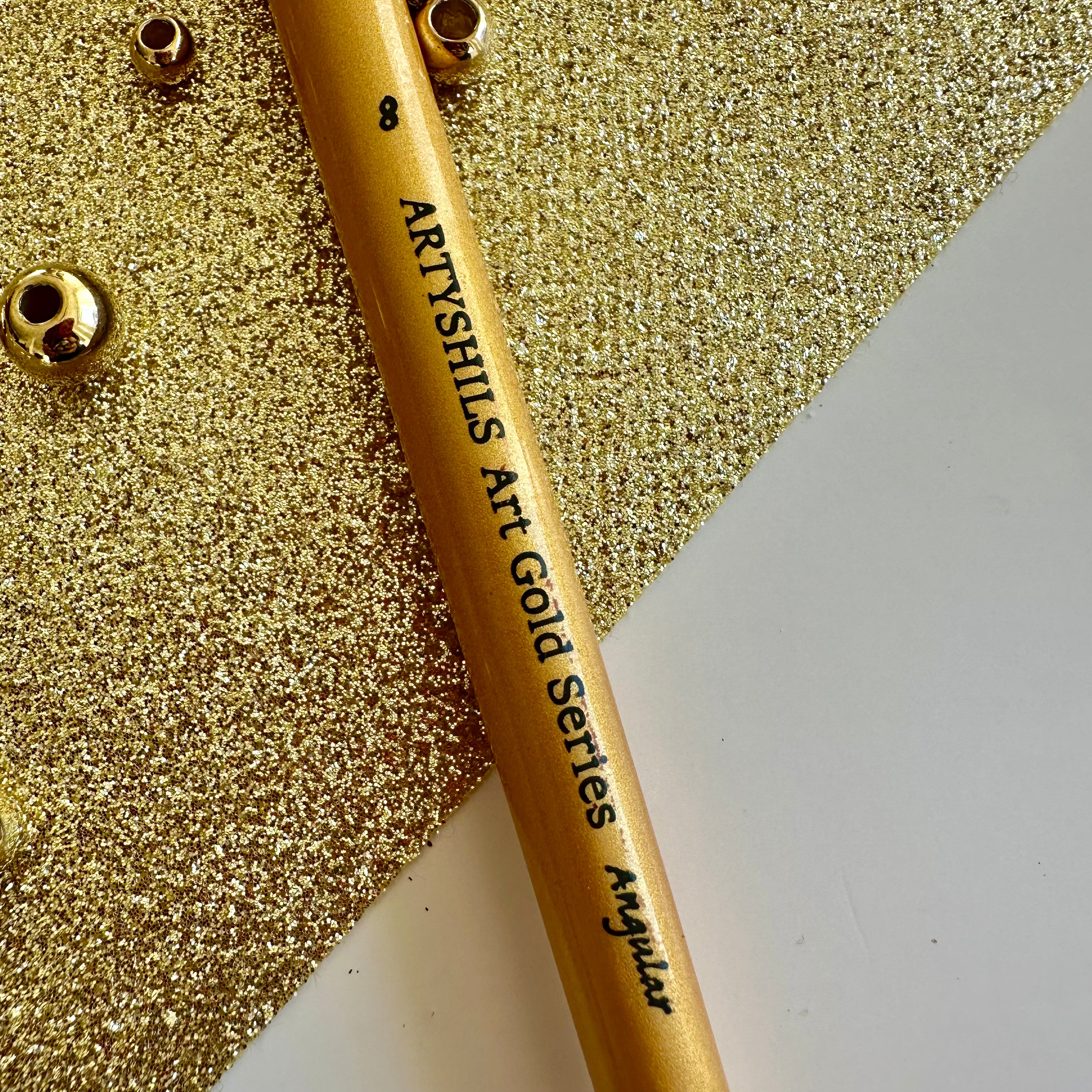 No.8 Angular Brush : Gold Glow Collection | Synthetic Hair | Vegan