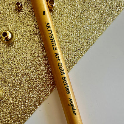 No.8 Angular Brush : Gold Glow Collection | Synthetic Hair | Vegan