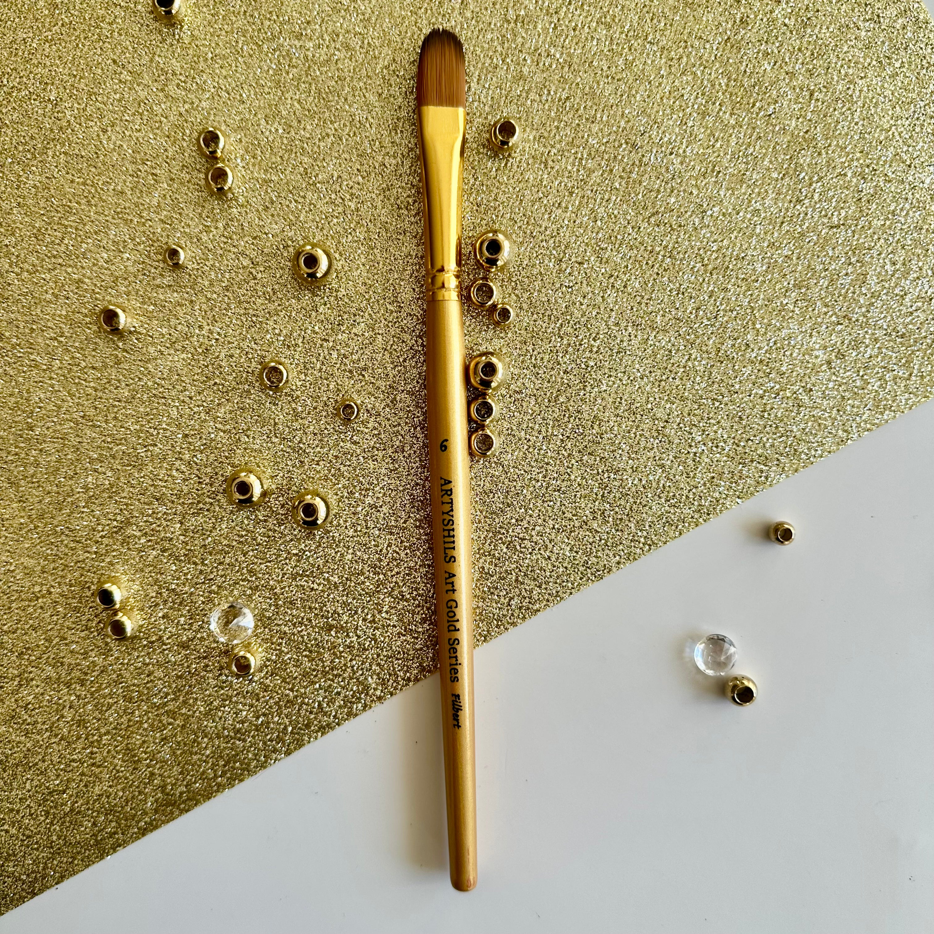 No.6 Filbert hair Brush : Gold Glow Collection | Synthetic Hair | Vegan