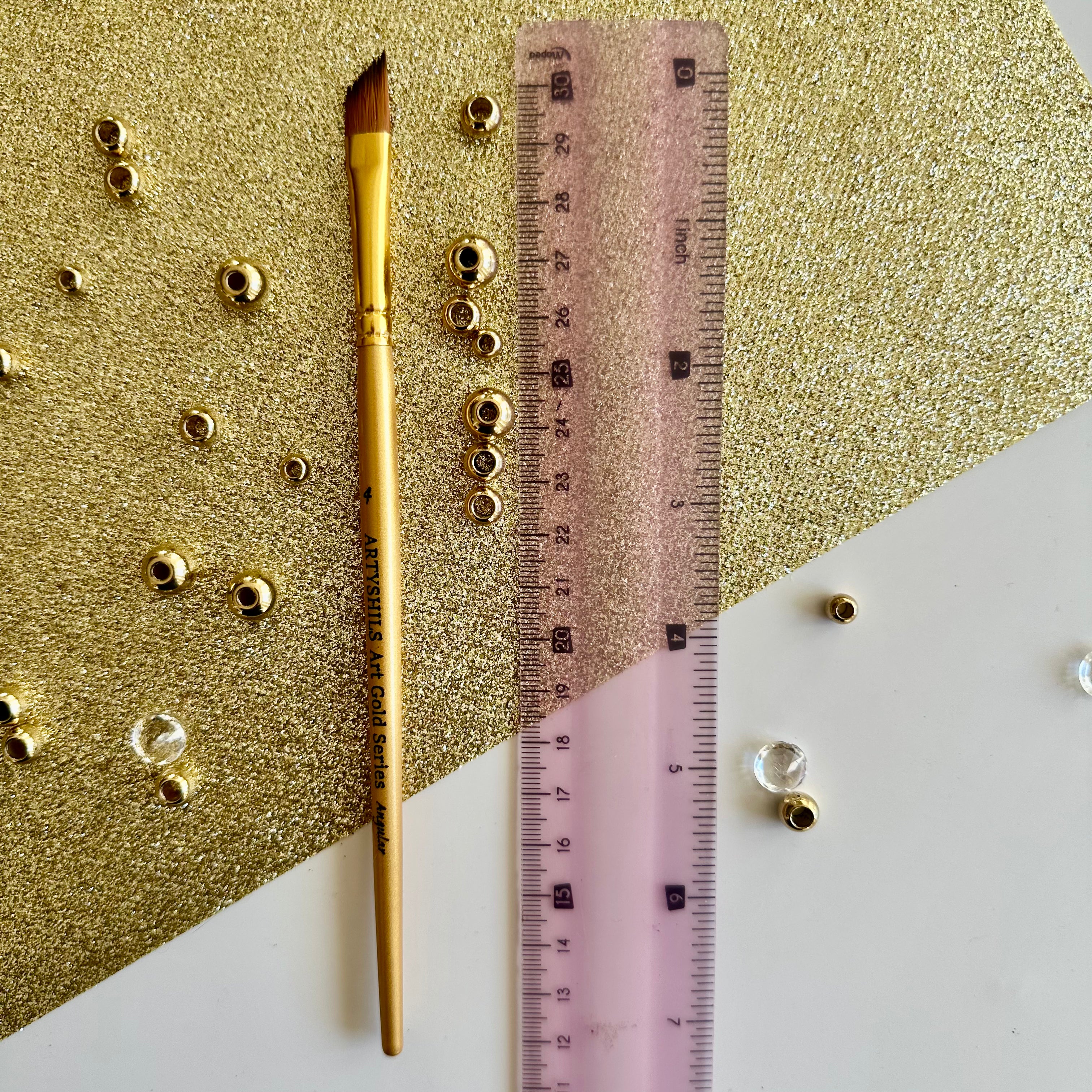 No.4 Angular Brush : Gold Glow Collection | Synthetic Hair | Vegan