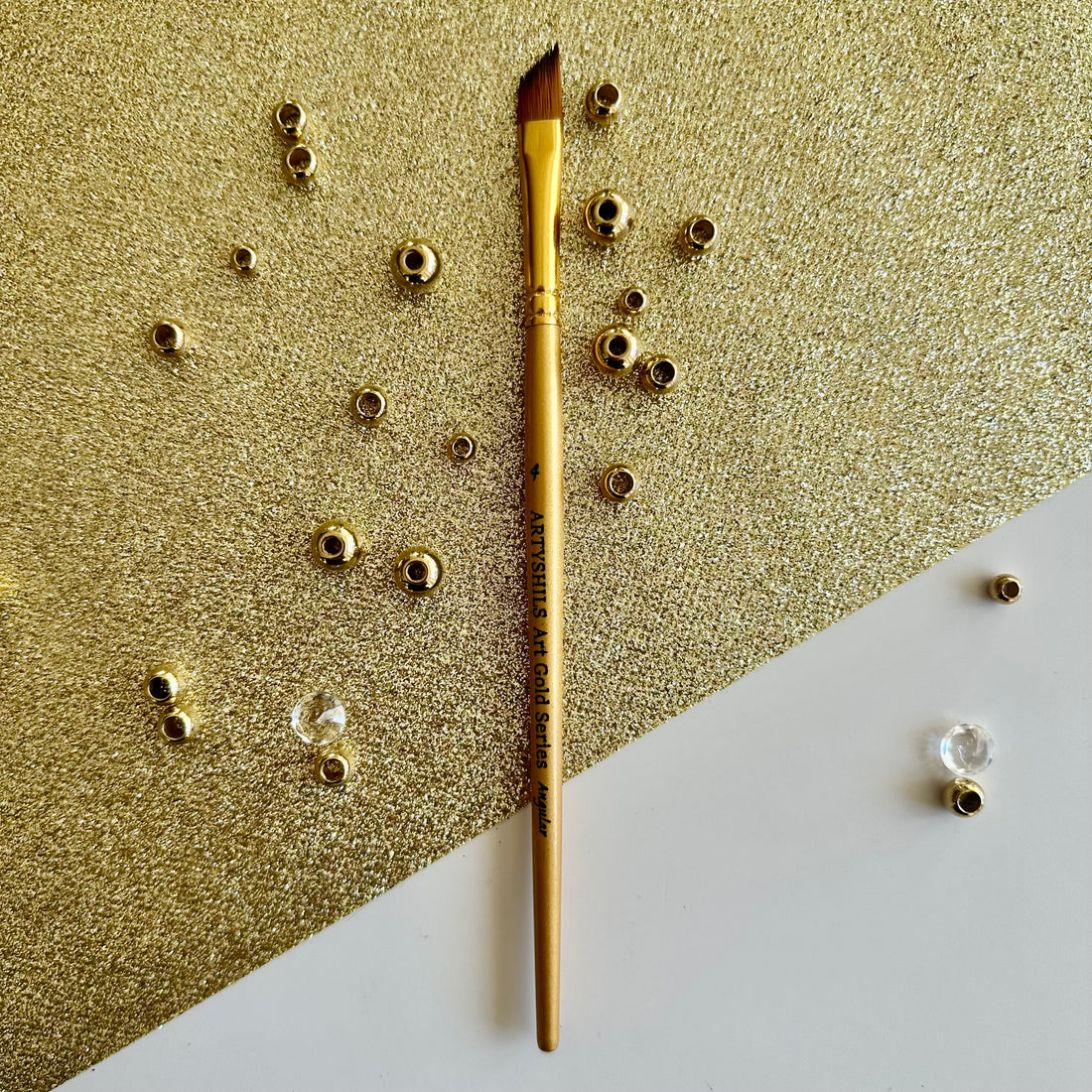 No.4 Angular Brush : Gold Glow Collection | Synthetic Hair | Vegan